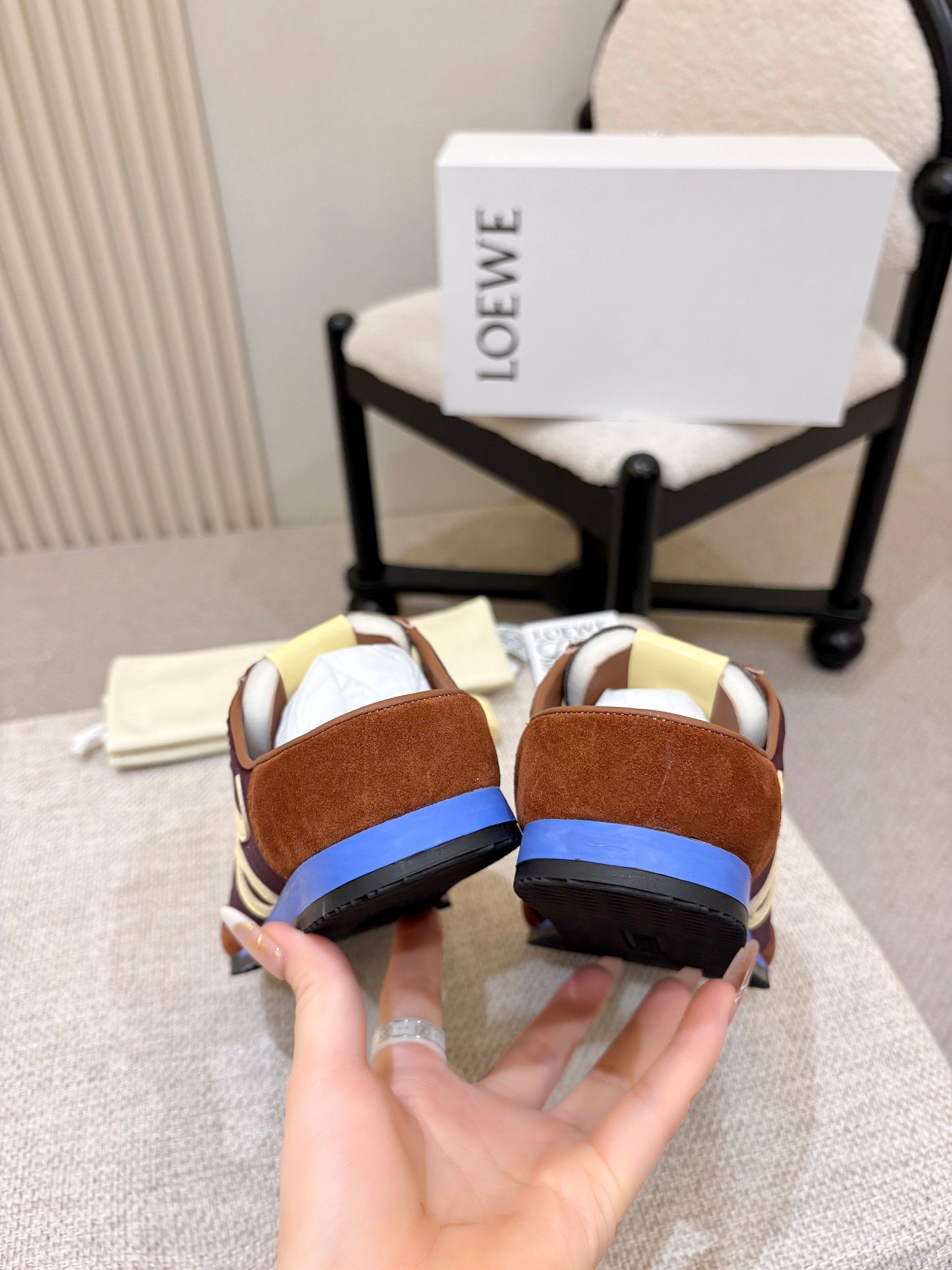 Loewe Ballet Runner Slip-On Coffee Suede Nylon 833801