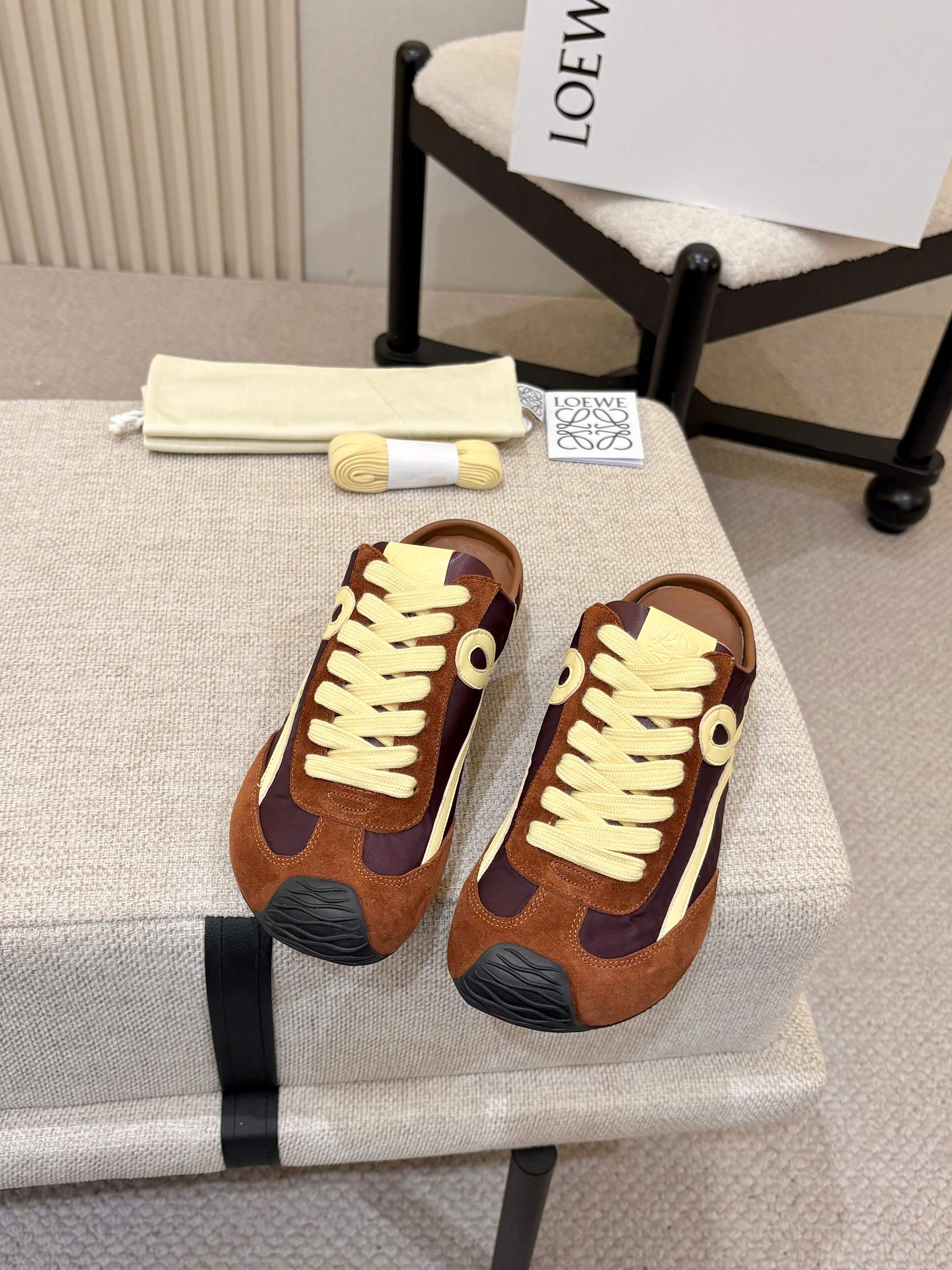 Loewe Ballet Runner Slip-On Coffee Suede Nylon 833801