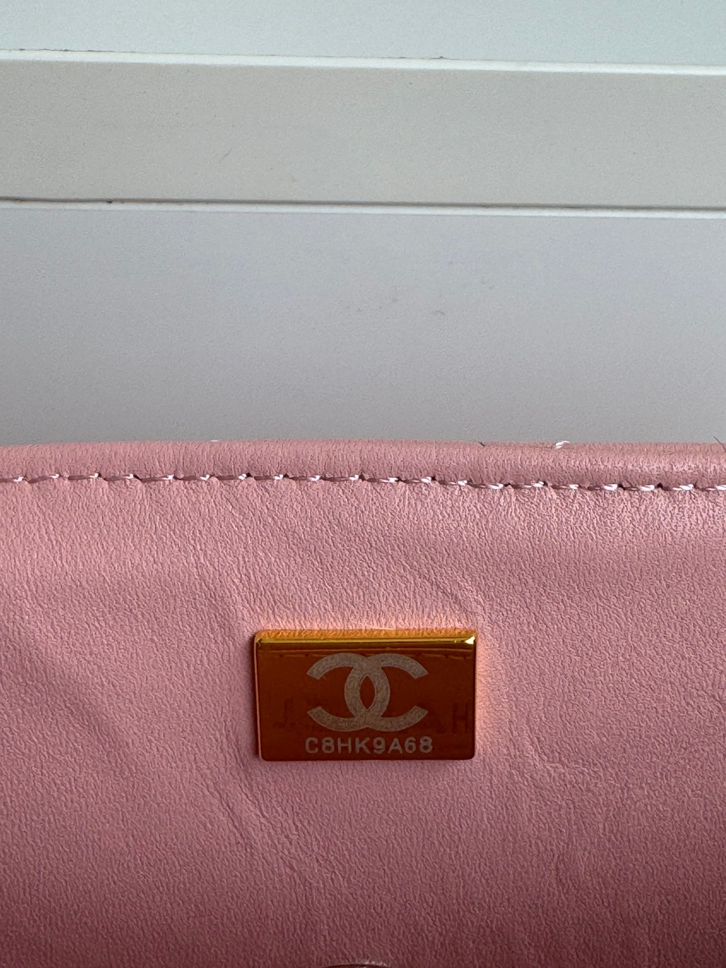 24c mini flap bag 20cm with top handle pink lambskin