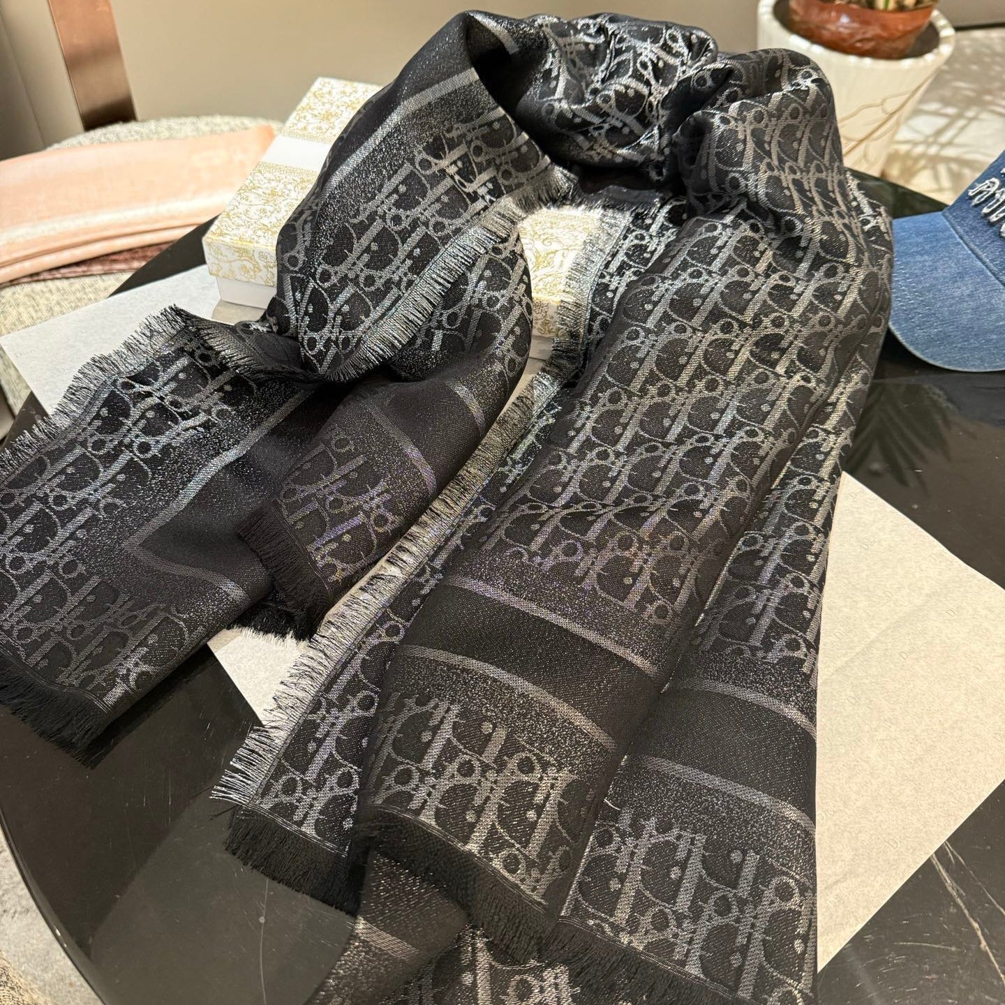 Dior 26s Scarf 140cm In Cashmere Silk 262319