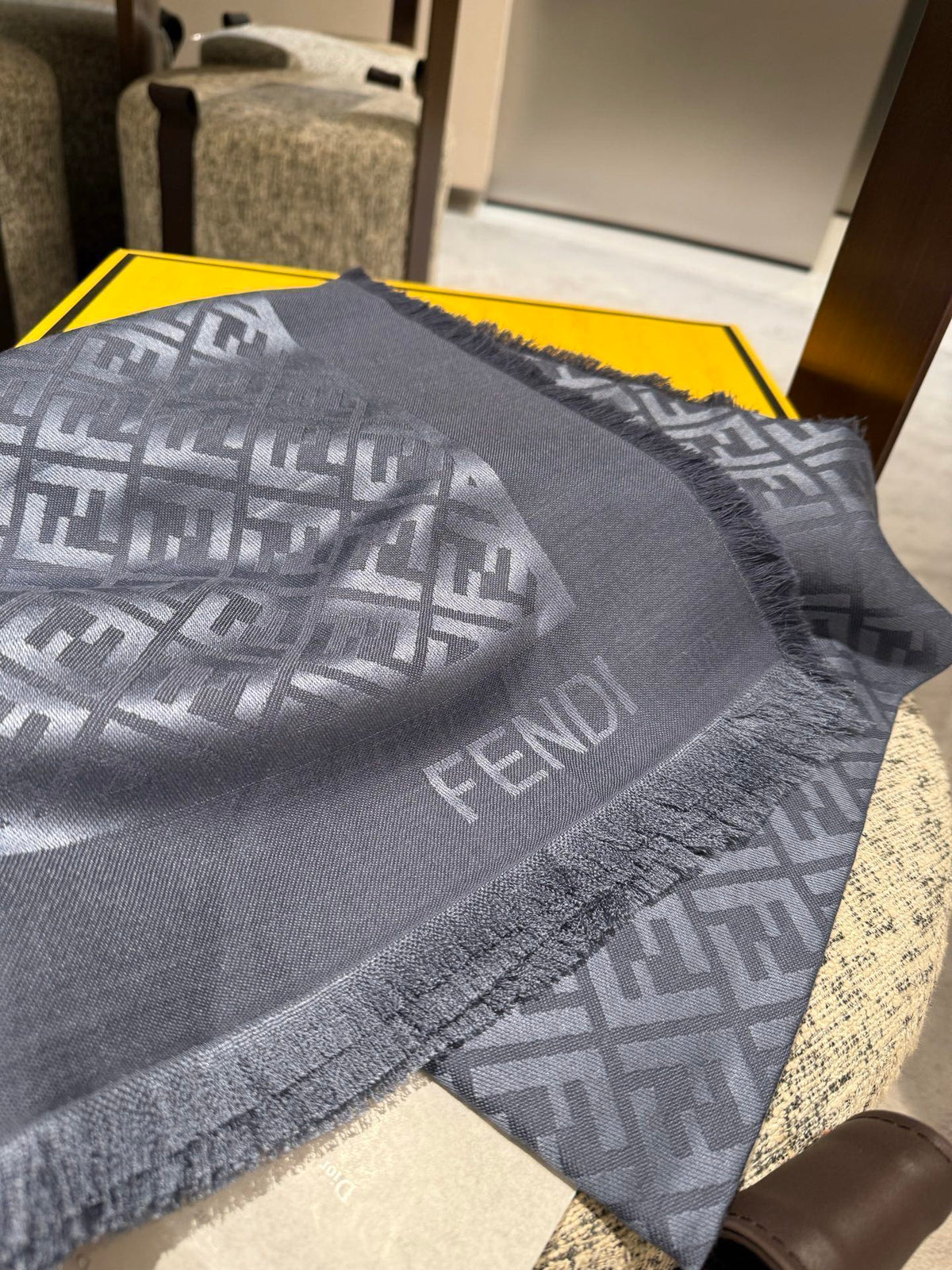 Fendi 26s Scarf 140 In Wool Silk 444840