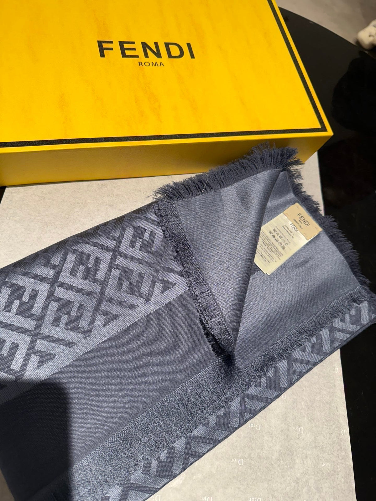 Fendi 26s Scarf 140 In Wool Silk 444840