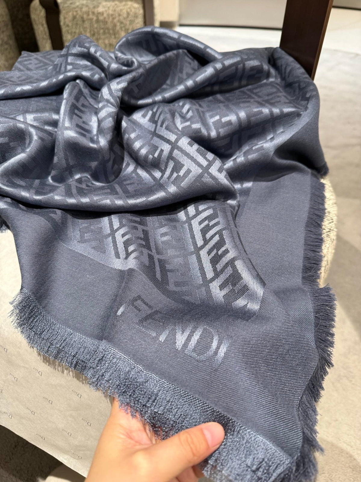 Fendi 26s Scarf 140 In Wool Silk 444840