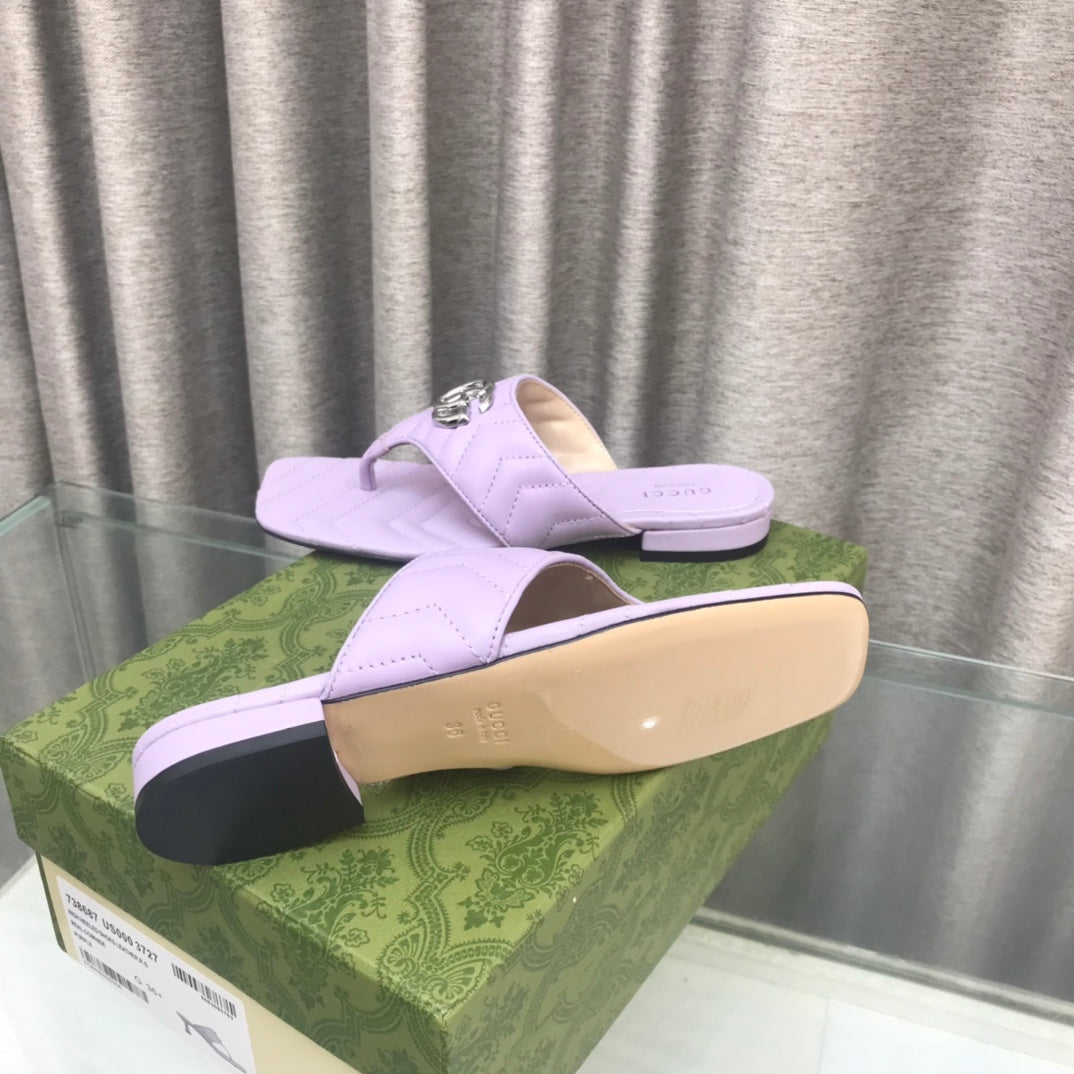 GG marmont logo - embellished mattelasse leather sandal in purple