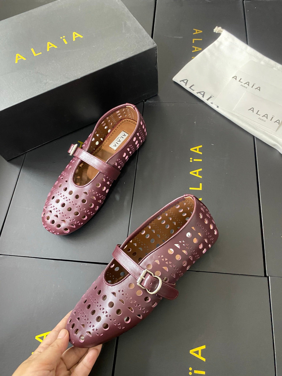 Alaia 26s Mary Jane Purple Perforated Leather 195006
