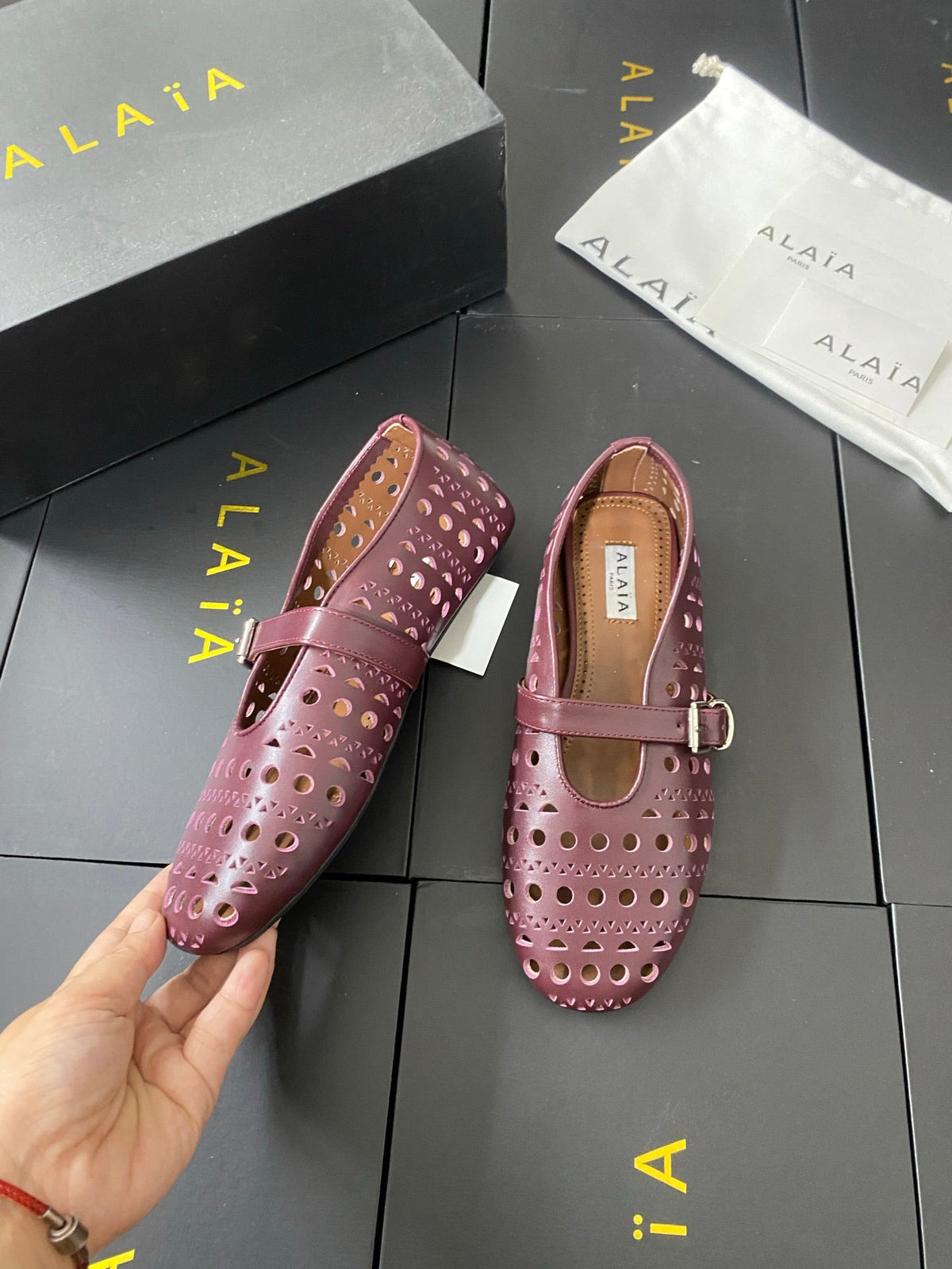 Alaia 26s Mary Jane Purple Perforated Leather 195006