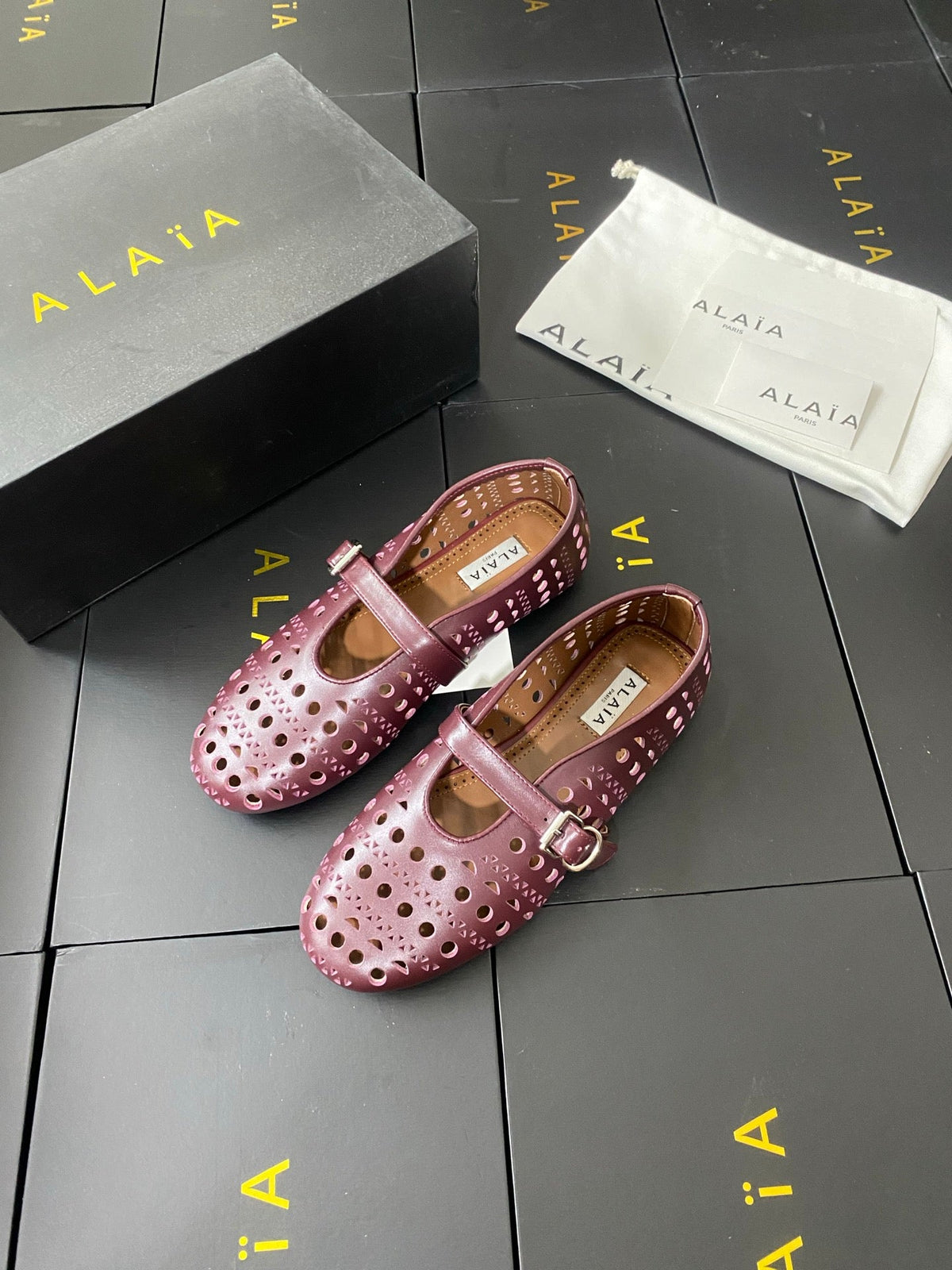 Alaia 26s Mary Jane Purple Perforated Leather 195006