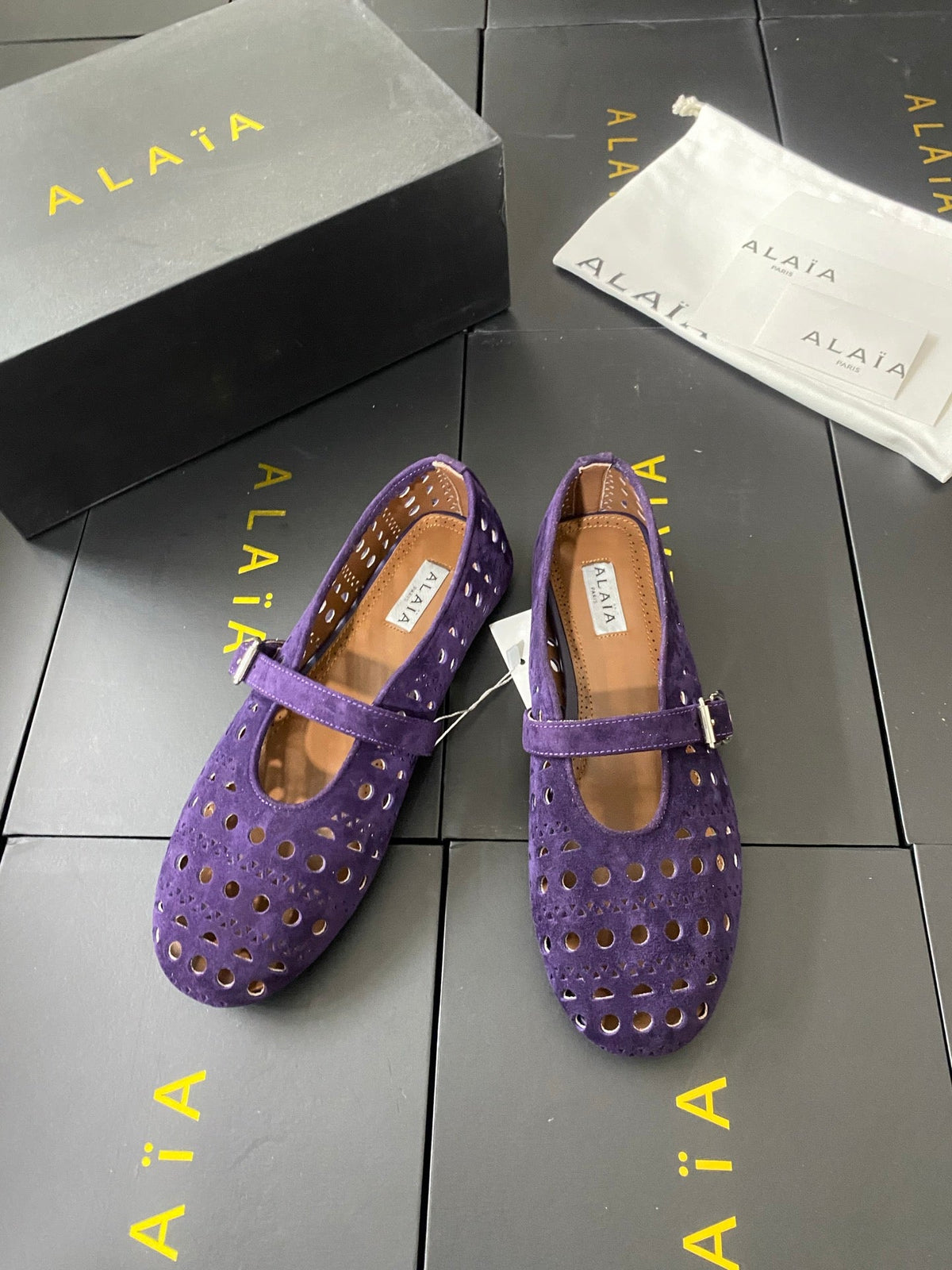 Alaia 26s Mary Jane Purple Perforated Suede 195008