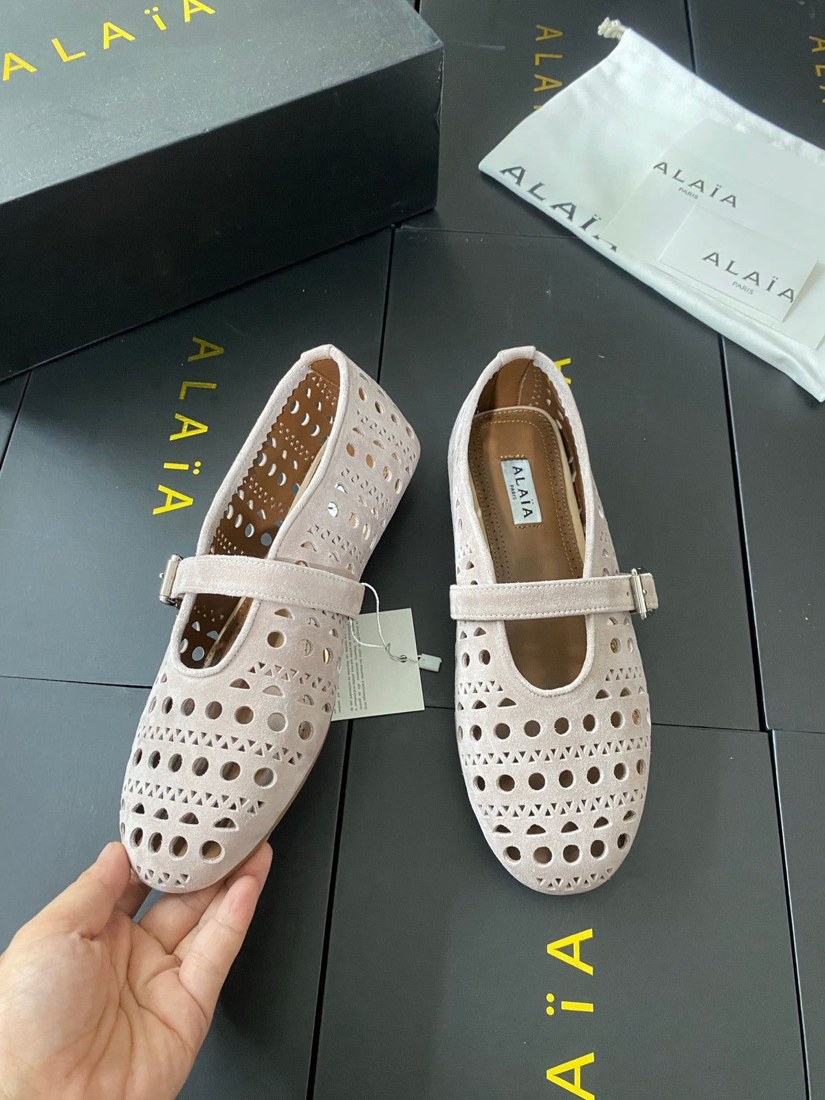 Alaia 26s Mary Jane Nude Perforated Suede 195011