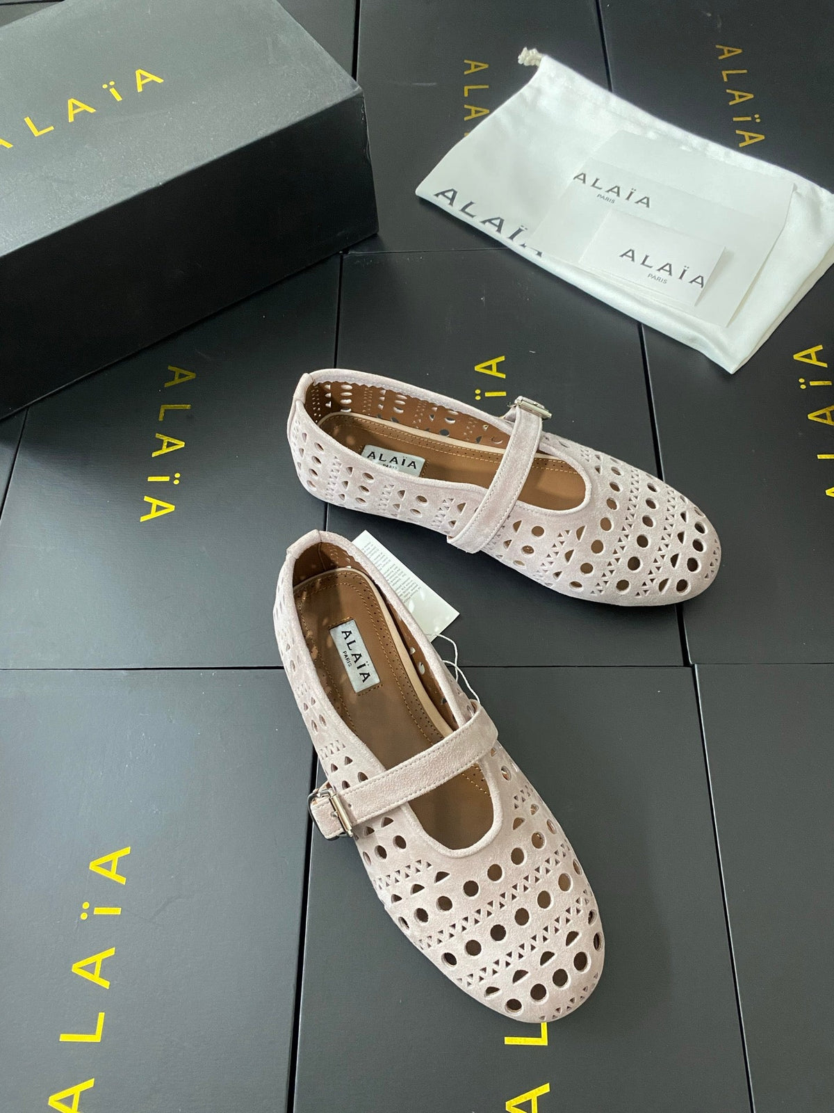 Alaia 26s Mary Jane Nude Perforated Suede 195011