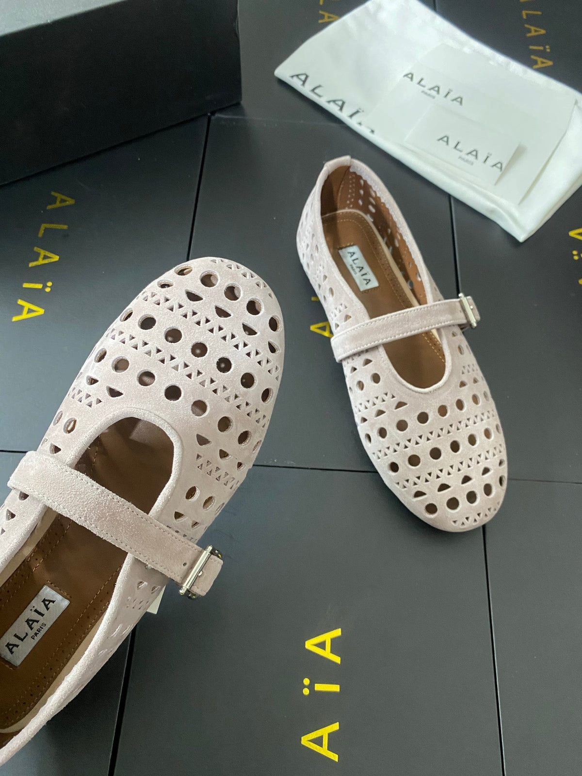 Alaia 26s Mary Jane Nude Perforated Suede 195011
