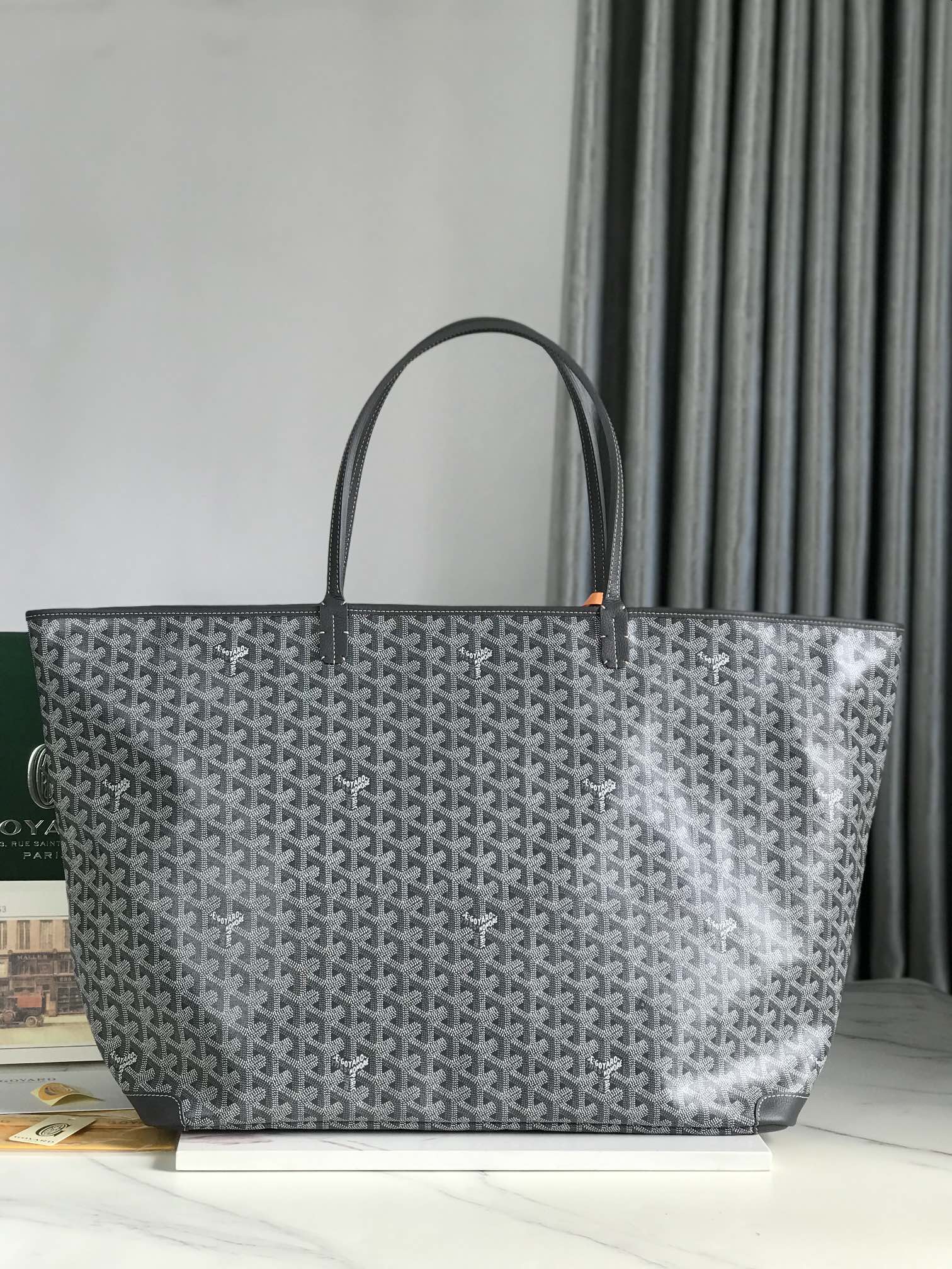 Goyard Artois GM Bag 37cm Grey Canvas & Calfskin