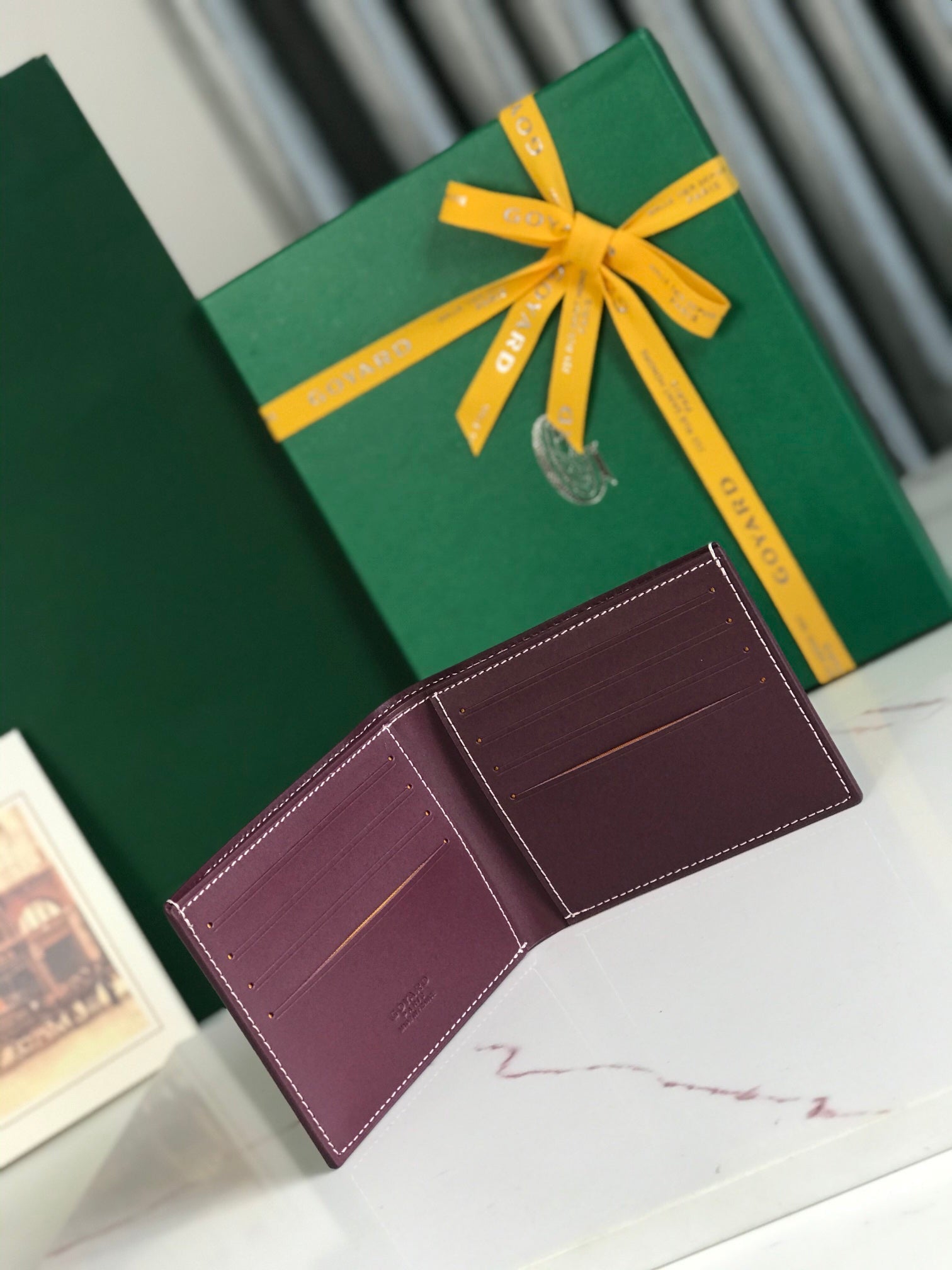 Goyard Victoire Wallet 11cm Burgundy Canvas & Cafskin