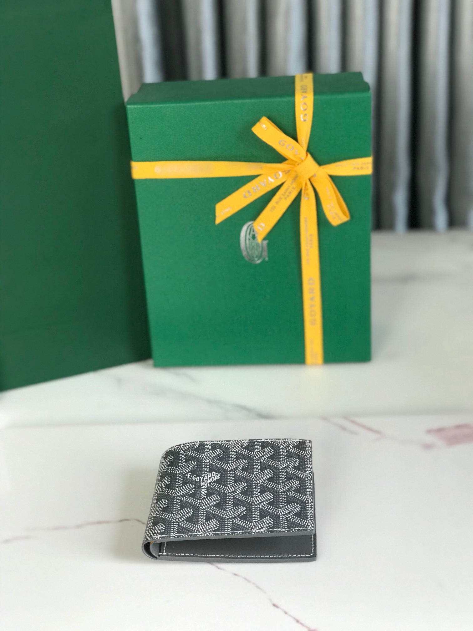 Goyard Victoire Wallet 11cm Grey Canvas & Cafskin