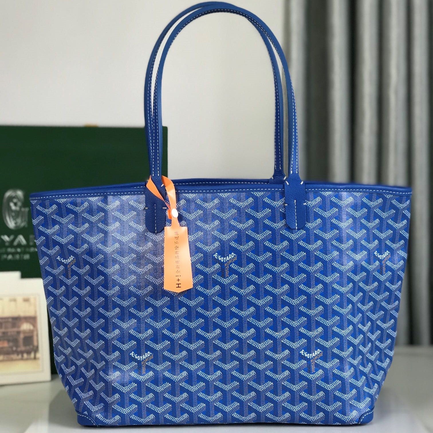 Goyard Artois Bag 30cm Blue Canvas & Calfskin