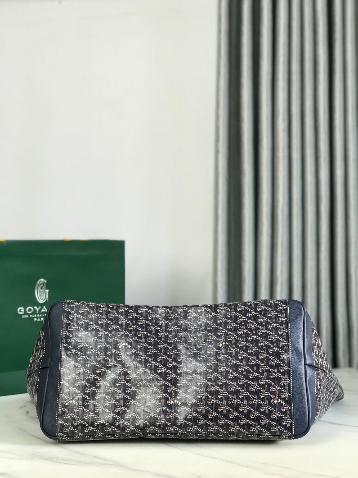 Goyard Artois GM Bag 37cm Navy Blue Canvas & Calfskin