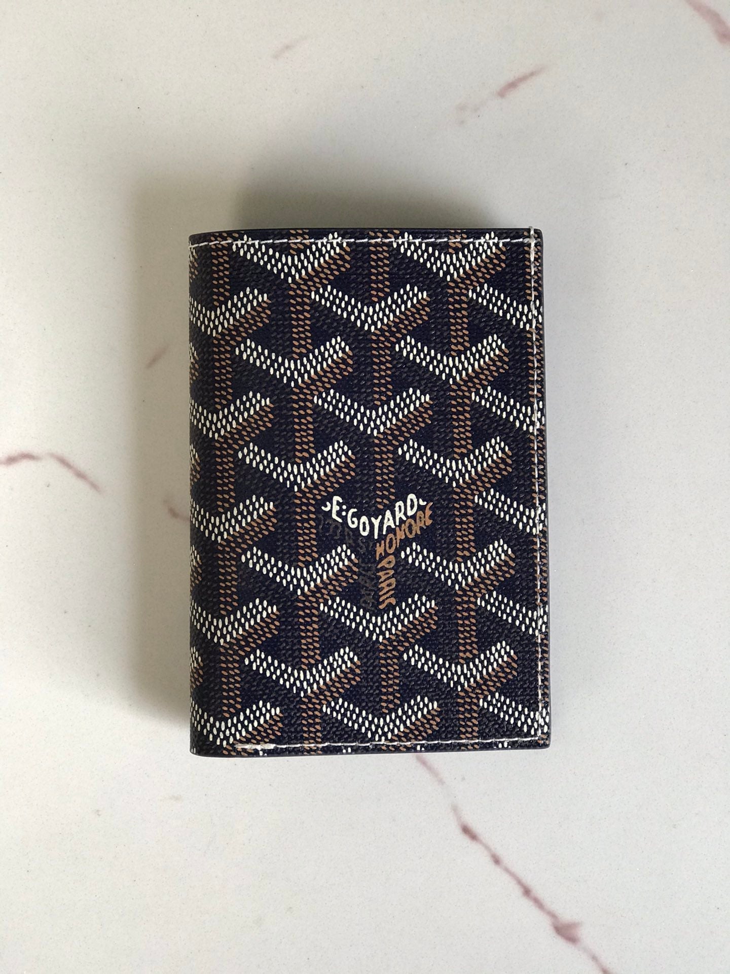 Goyard Saint-Pierre Card Wallet 11cm Navy Blue Canvas