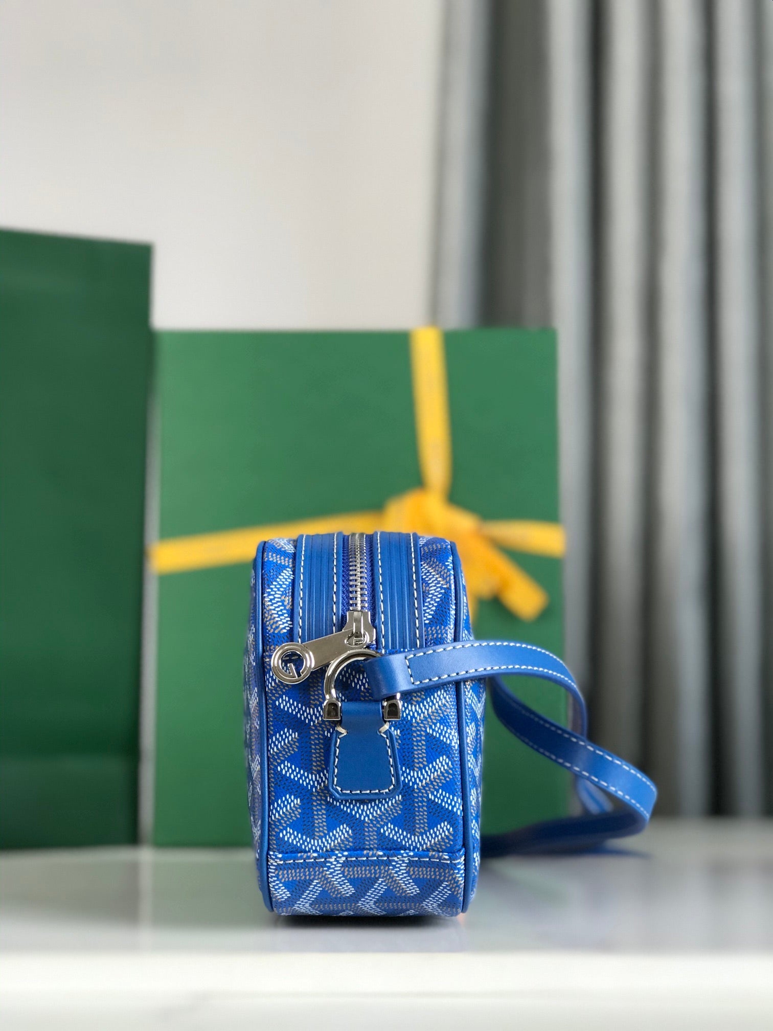 Goyard Cap-Vert Camera Bag Blue Calfskin Canvas 290853