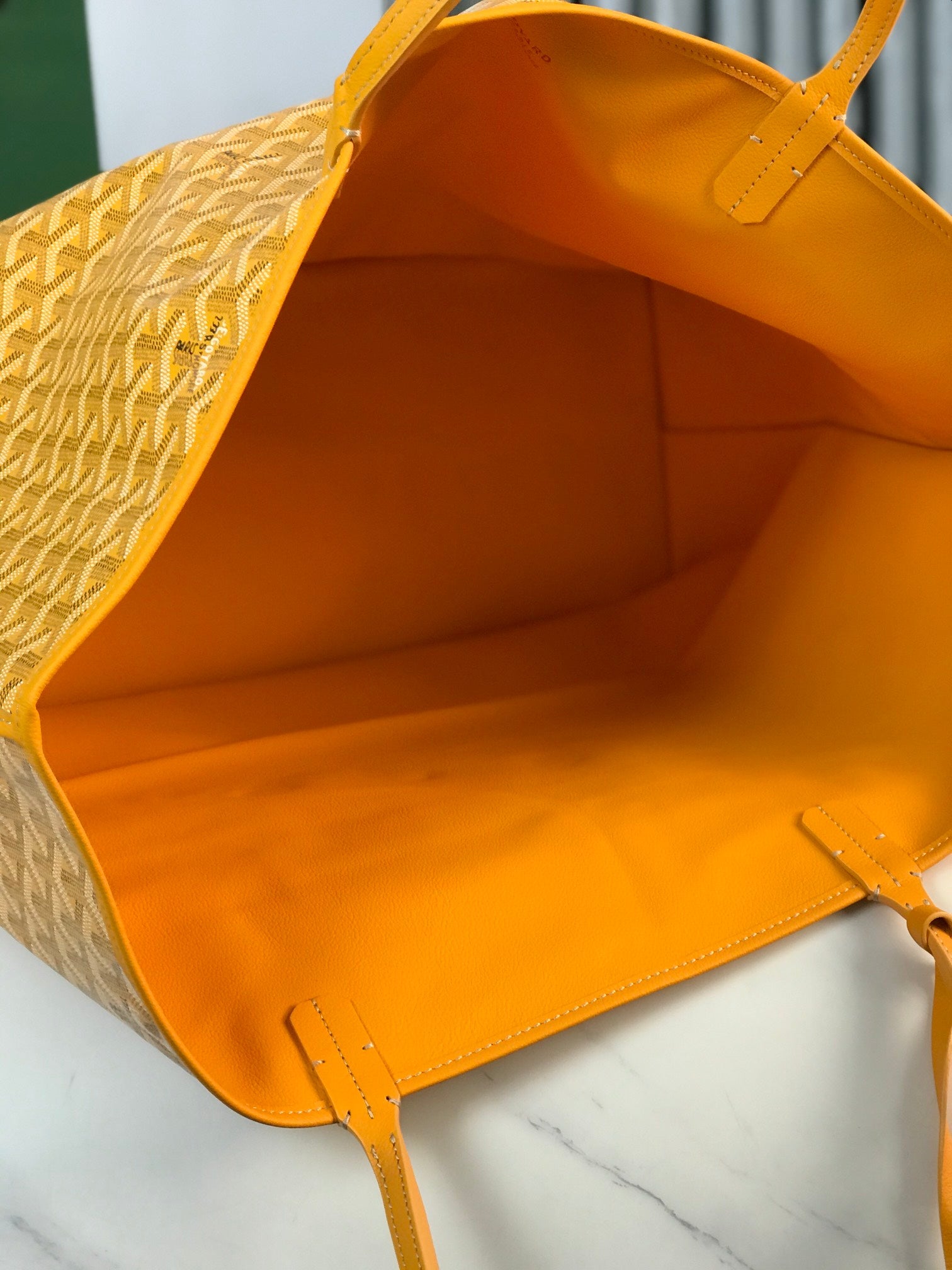 Goyard Anjou GM Bag 39cm Yellow Calfskin Goyardine Canvas 290826