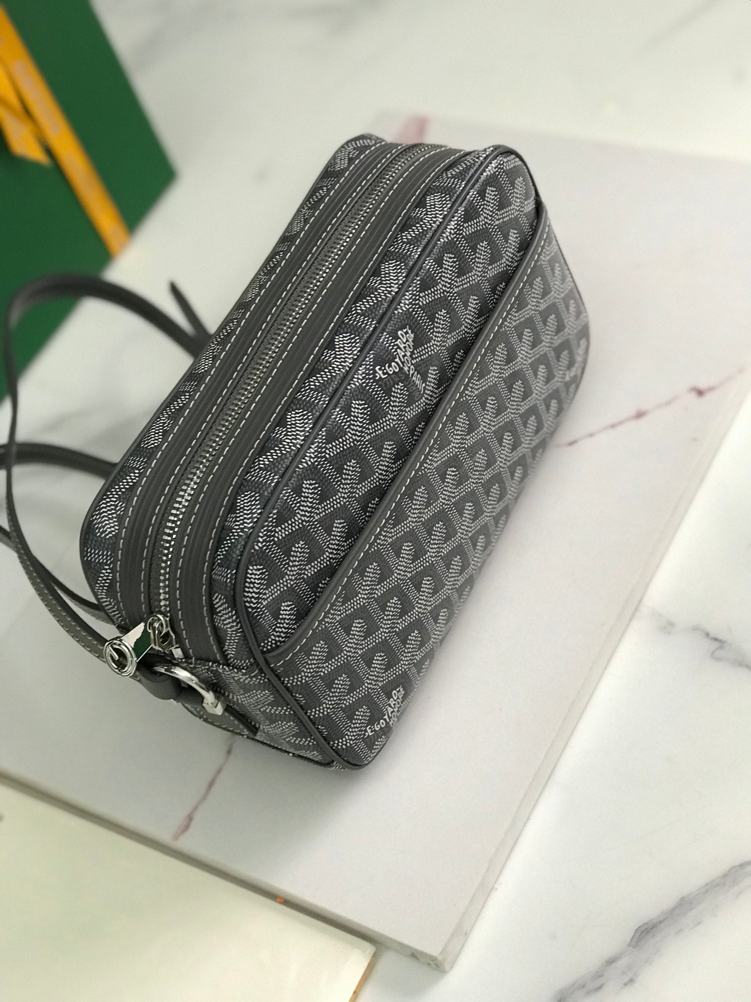 Goyard Cap-Vert Camera Bag Grey Calfskin Canvas 290855