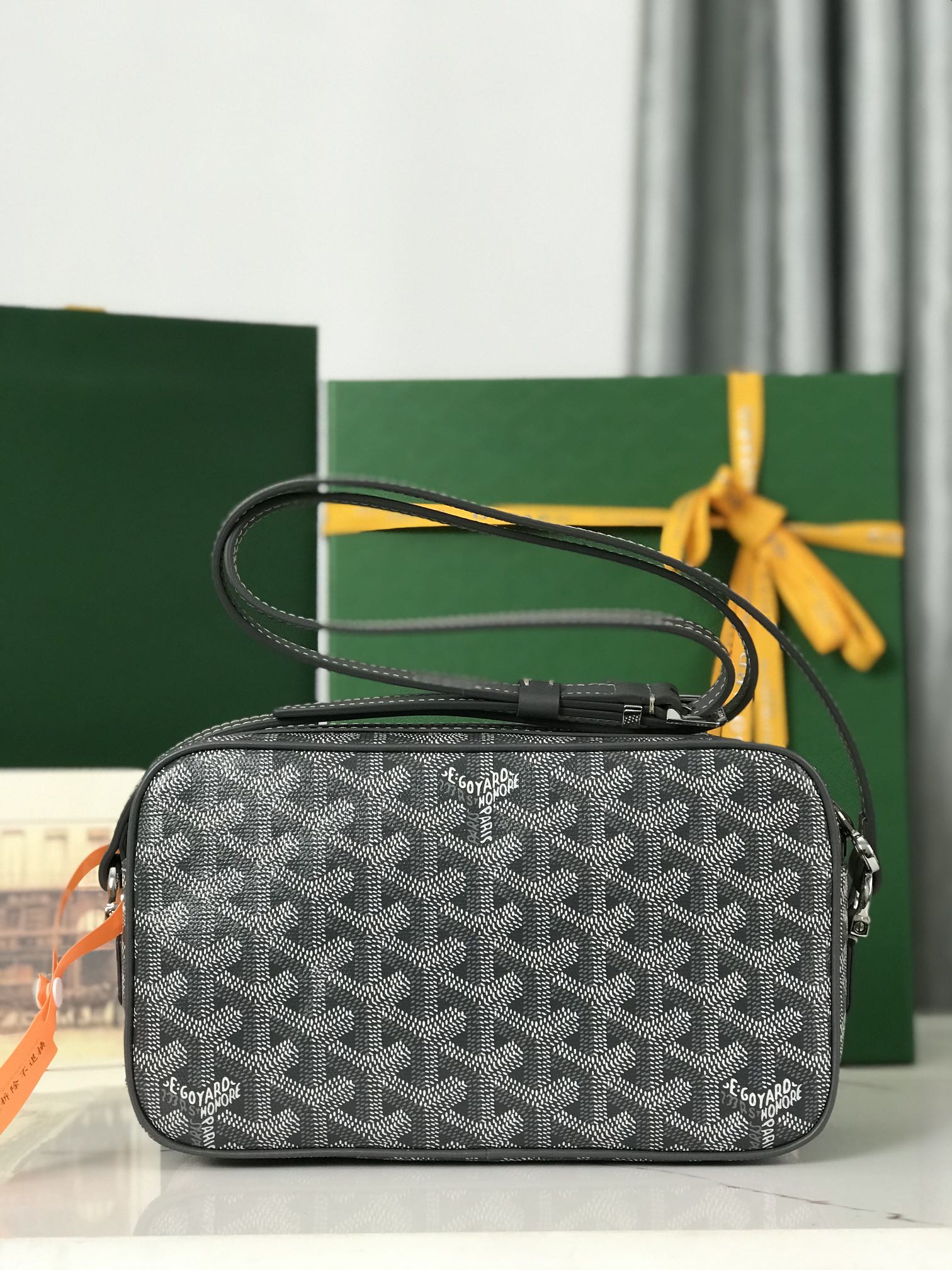 Goyard Cap-Vert Camera Bag Grey Calfskin Canvas 290855