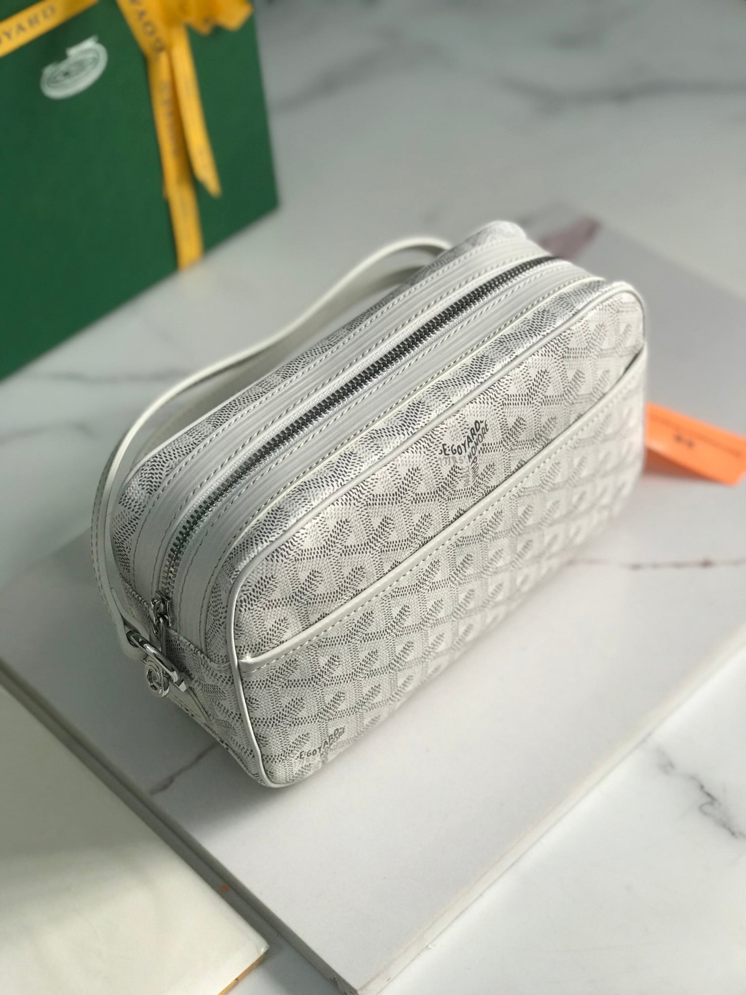 Goyard Cap-Vert Camera Bag White Calfskin Canvas 290851