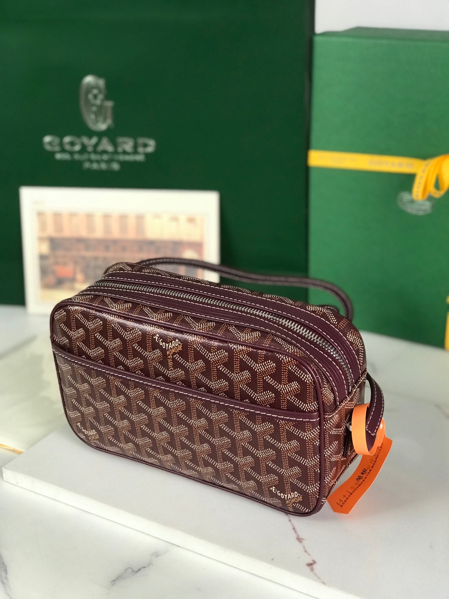 Goyard Cap-Vert Camera Bag Burgundy Calfskin Canvas 290857