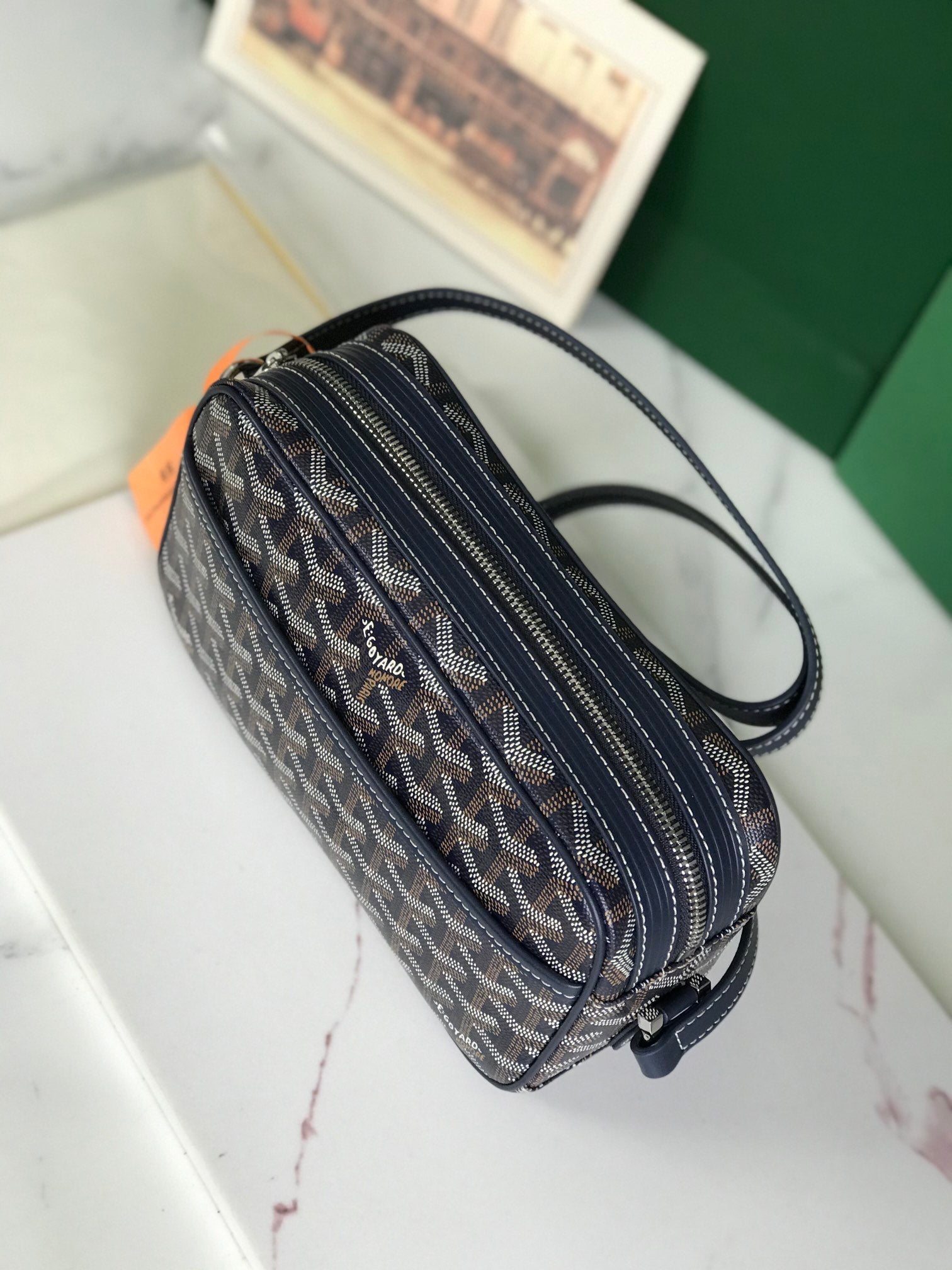 Goyard Cap-Vert Camera Bag Dark Blue Calfskin Canvas 290852