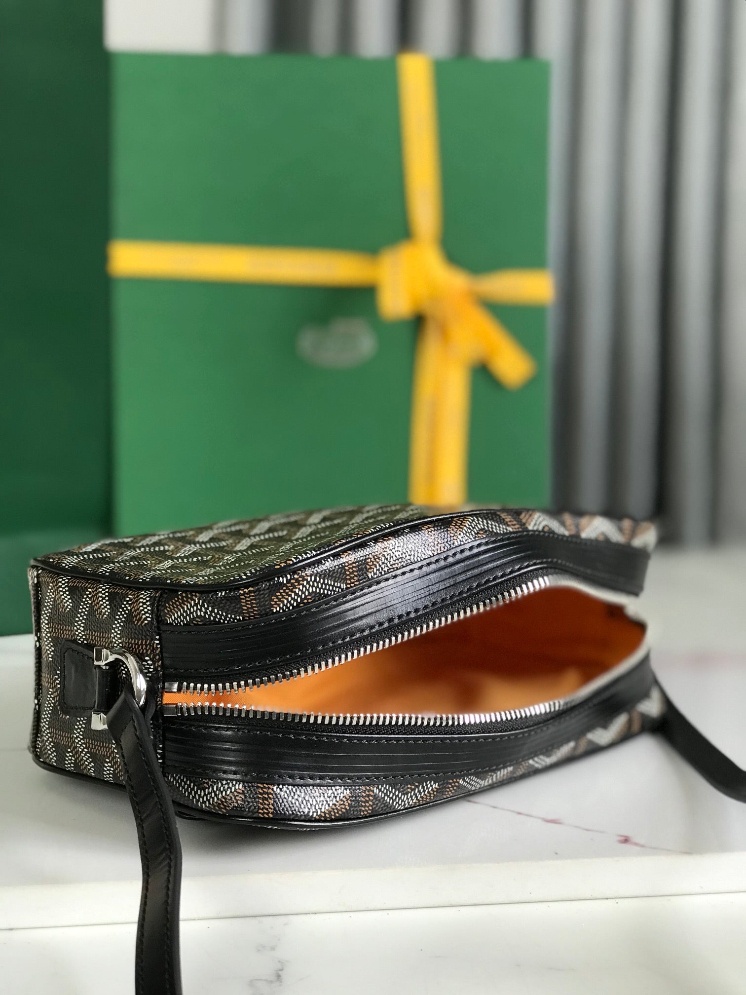 Goyard Cap-Vert Camera Bag Black Calfskin Canvas 290850