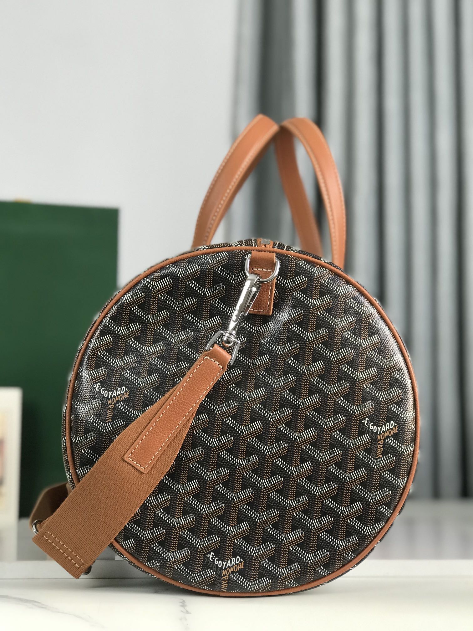 Goyard Barrel 40 Sports Bag Black Tan Canvas & Calfskin
