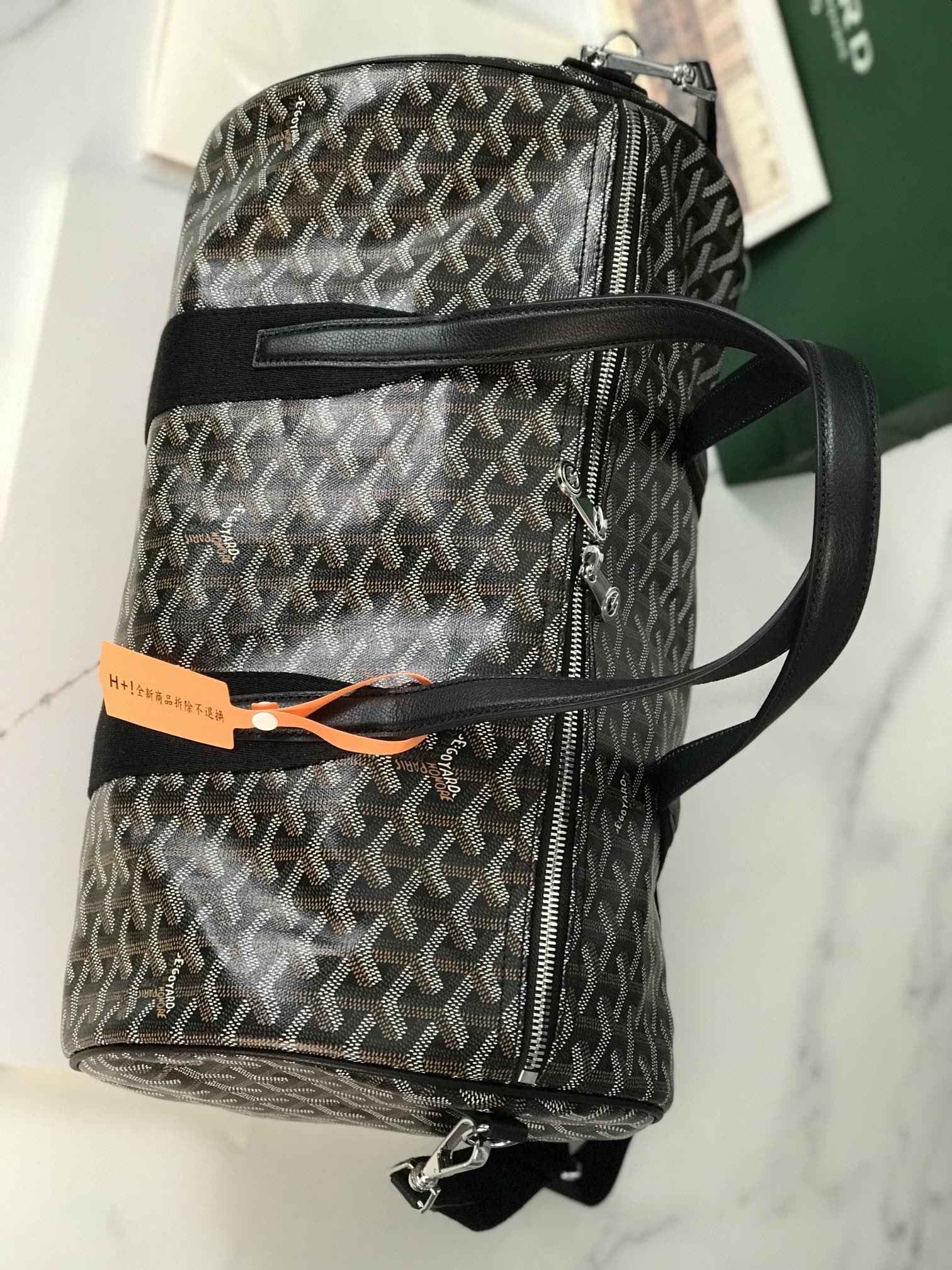 Goyard Barrel 40 Sports Bag Black Canvas & Calfskin