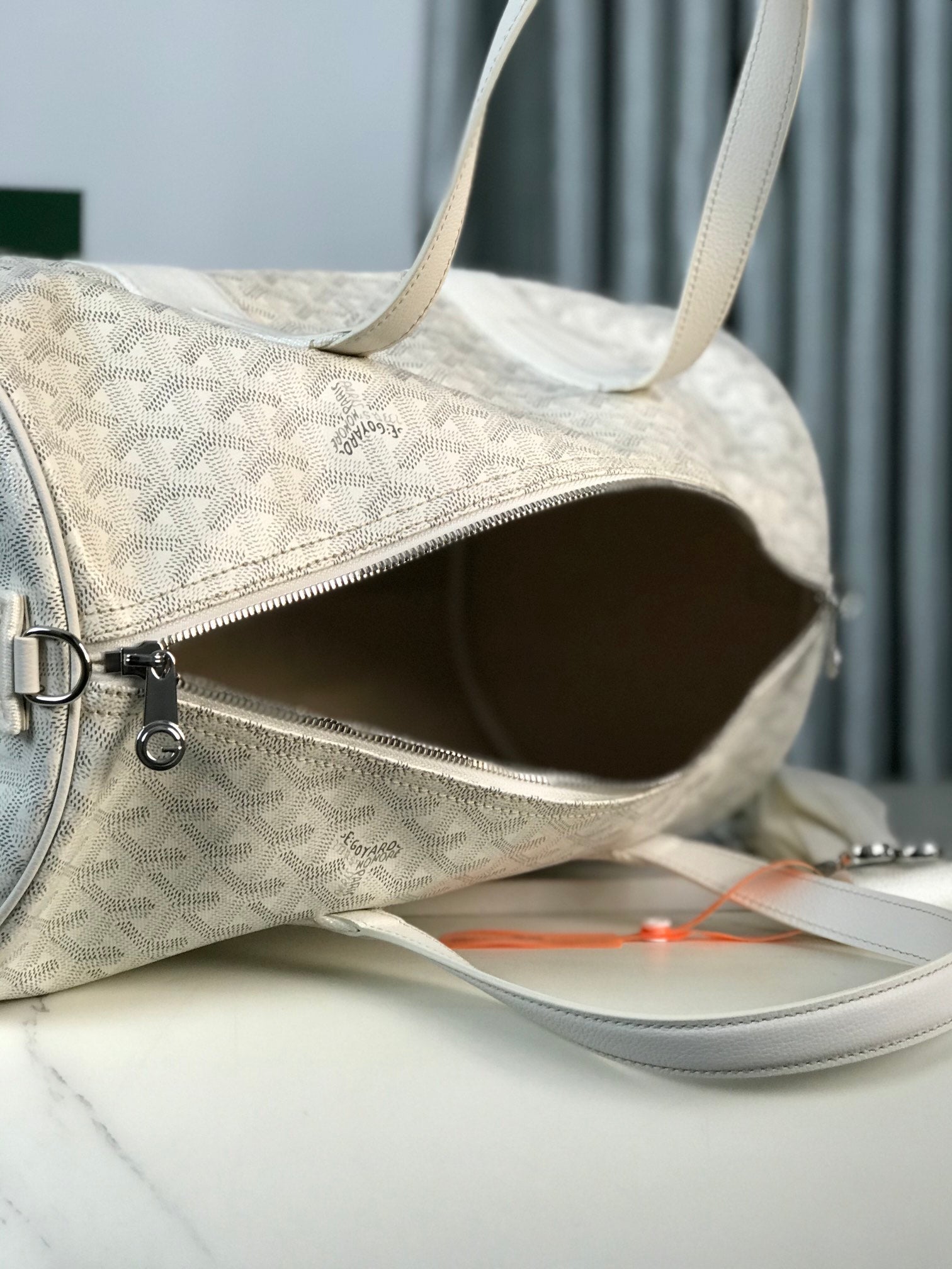 Goyard Barrel 40 Sports Bag White Canvas & Calfskin