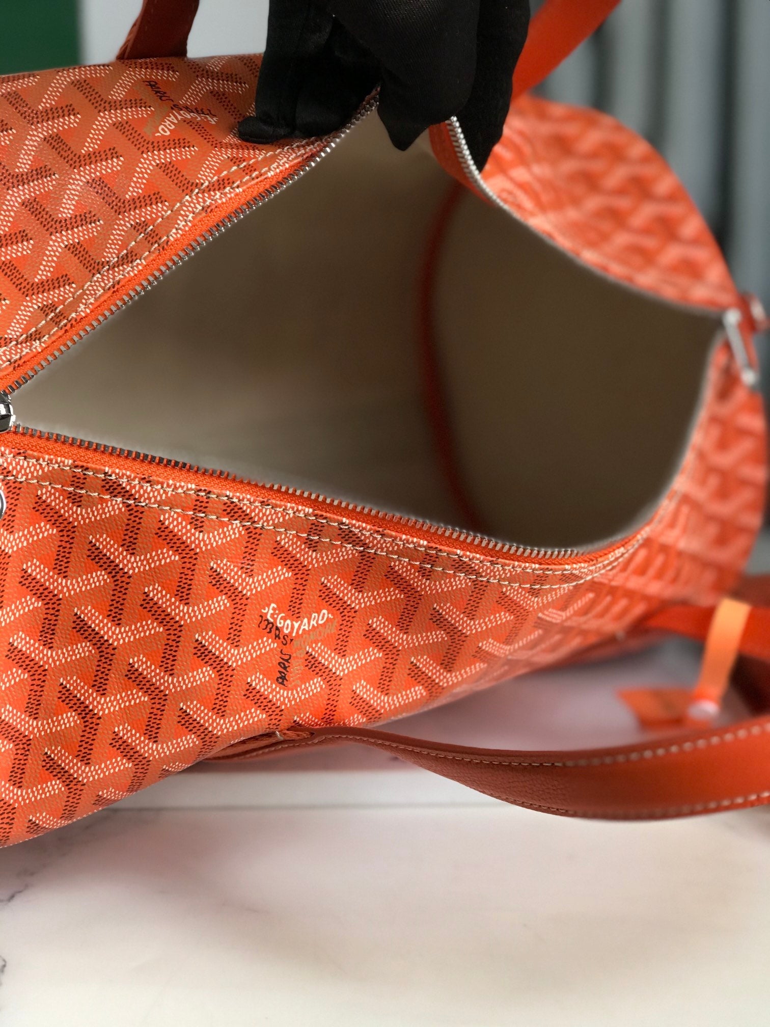 Goyard Barrel 40 Sports Bag Orange Canvas & Calfskin