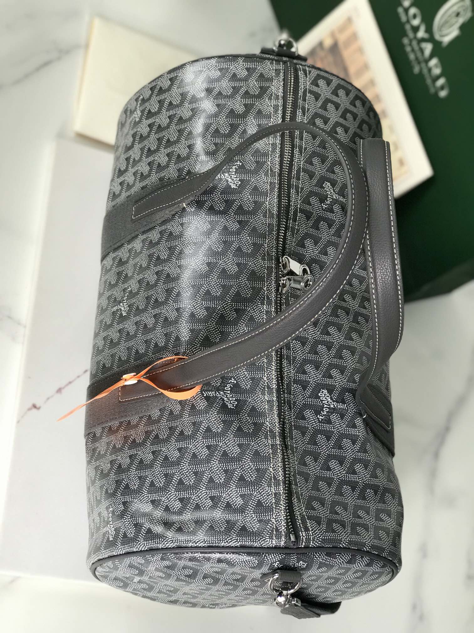 Goyard Barrel 40 Sports Bag Grey Canvas & Calfskin