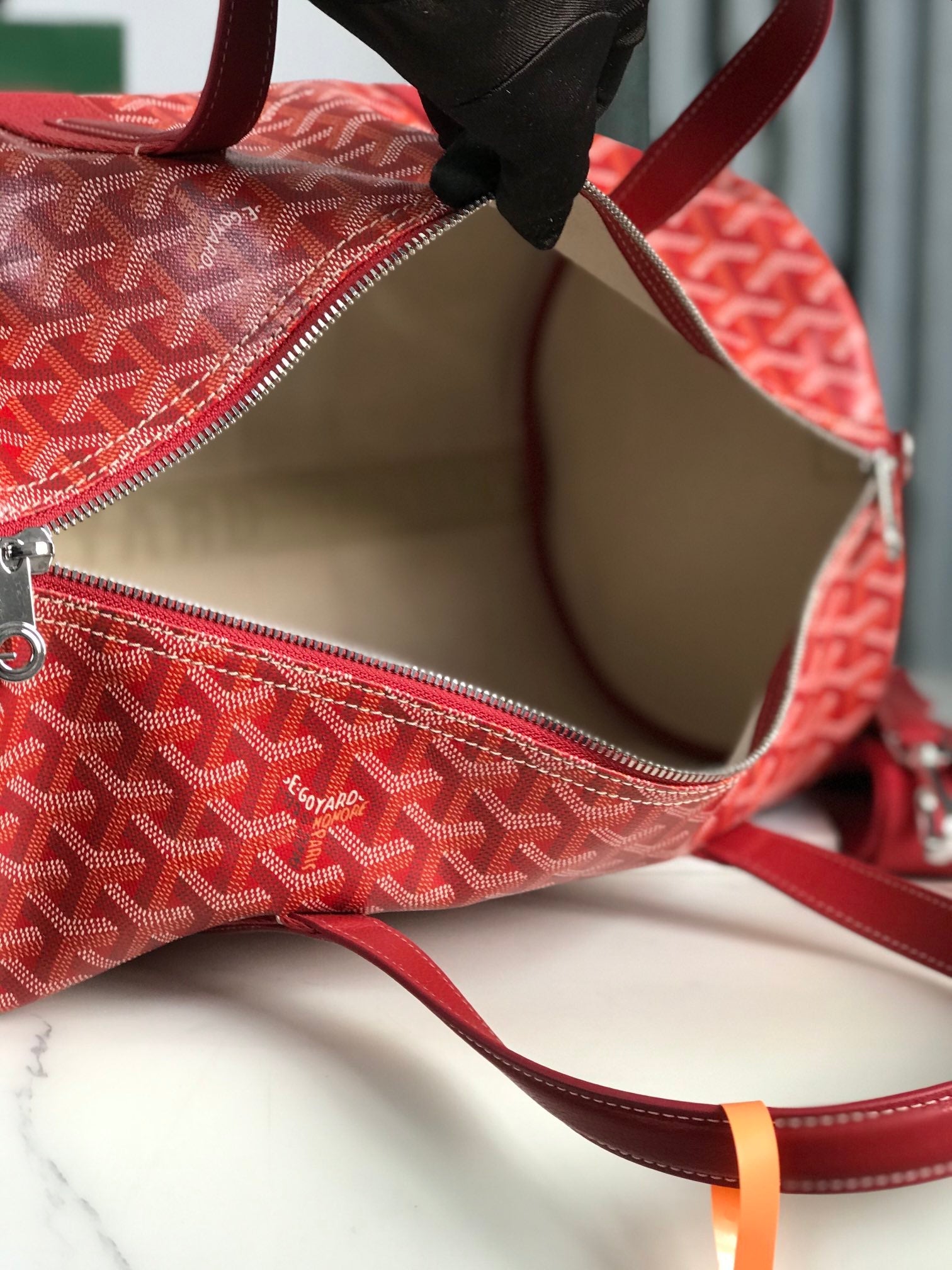 Goyard Barrel 40 Sports Bag Red Canvas & Calfskin
