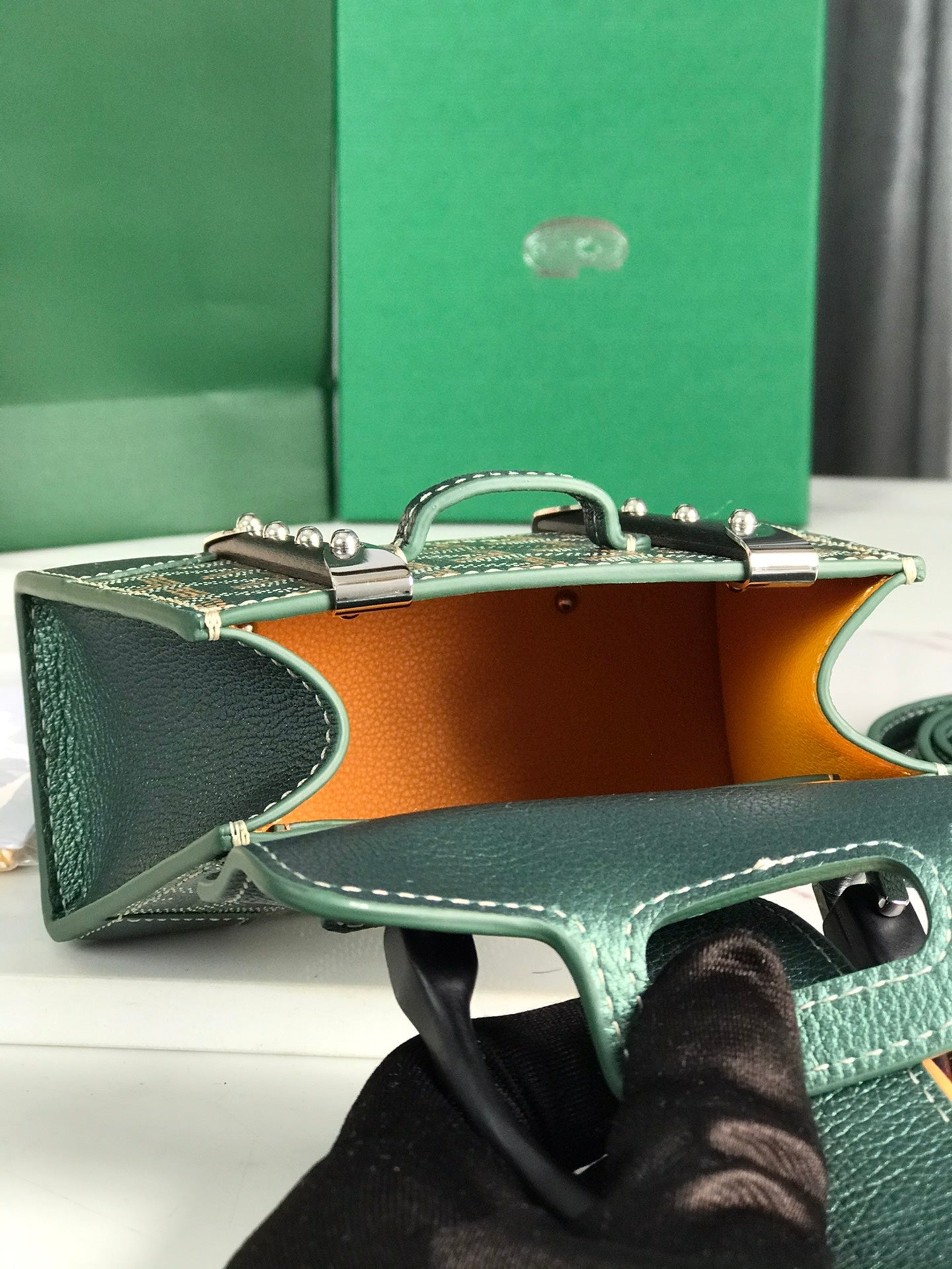 Goyard Saïgon Nano Mini Bag 14.5cm Green Canvas & Calfskin