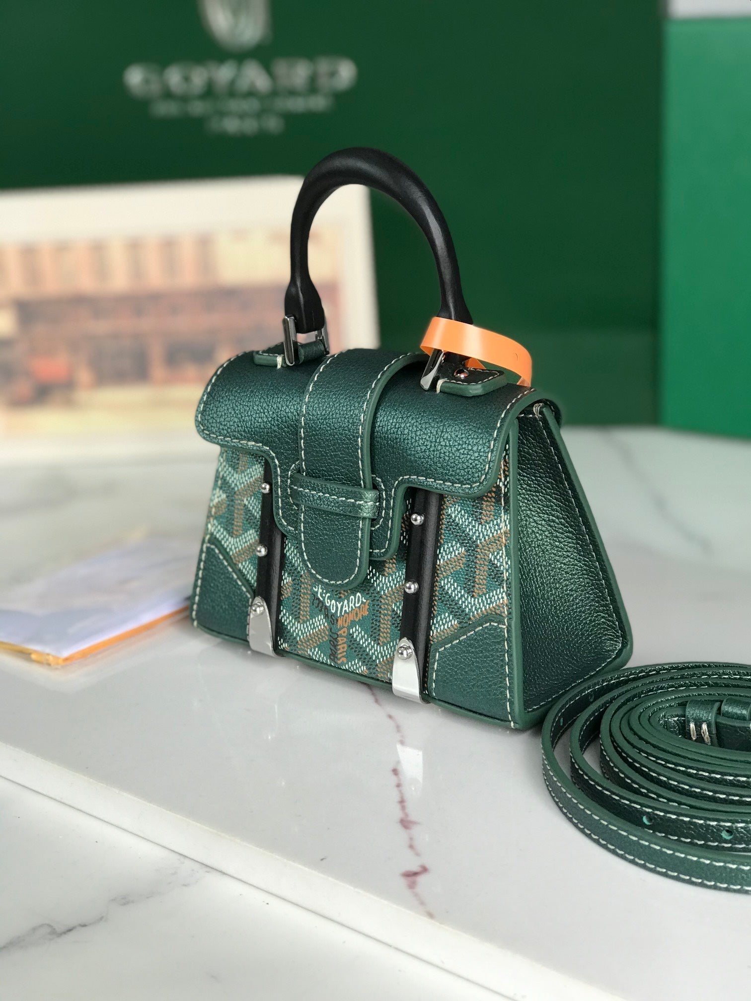 Goyard Saïgon Nano Mini Bag 14.5cm Green Canvas & Calfskin