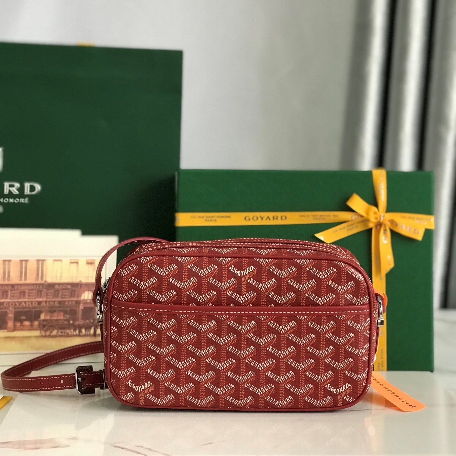 Goyard Cap-Vert Camera Bag Red Calfskin Canvas 290856