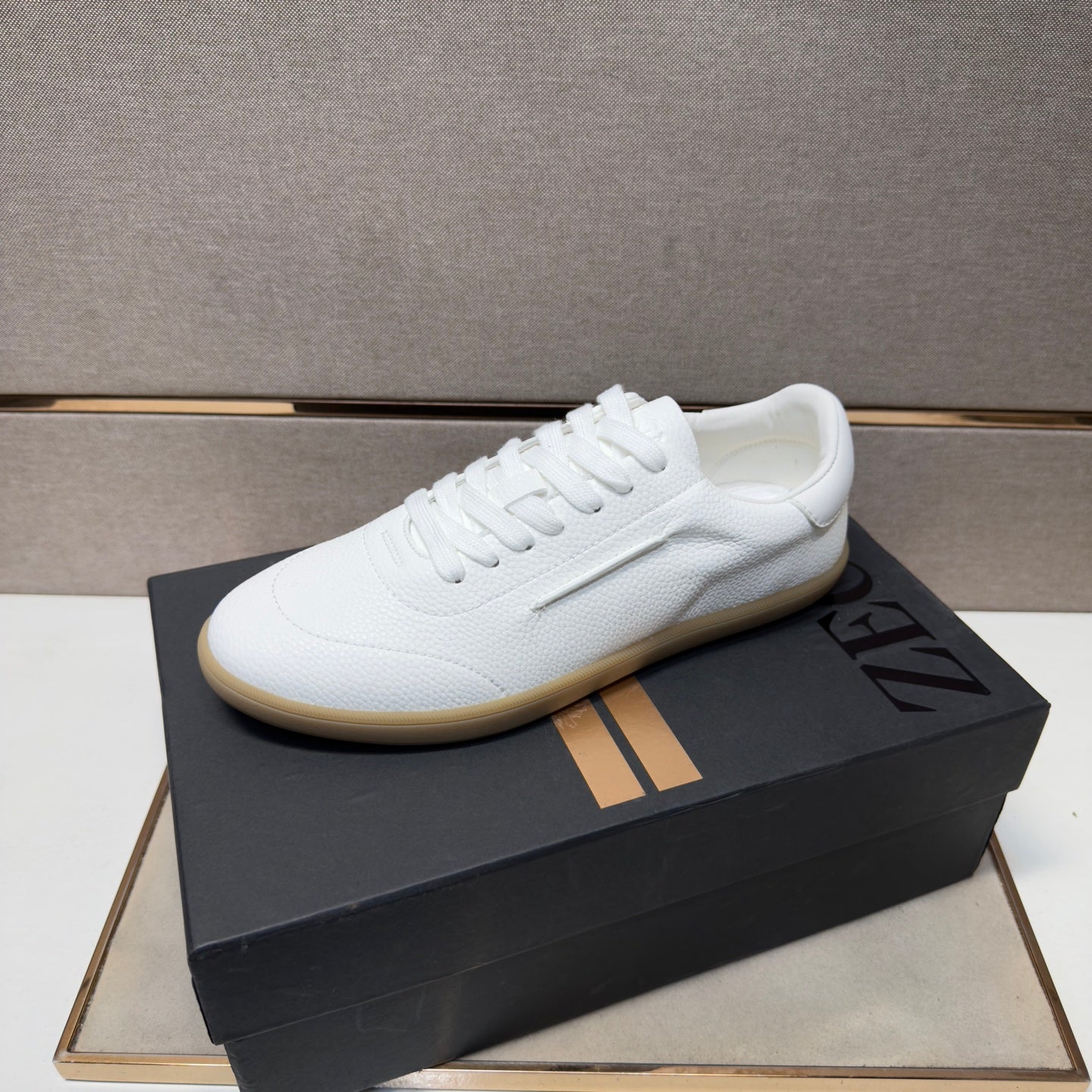Zegna 232 Men’s Sneakers White Grain Leather 178302