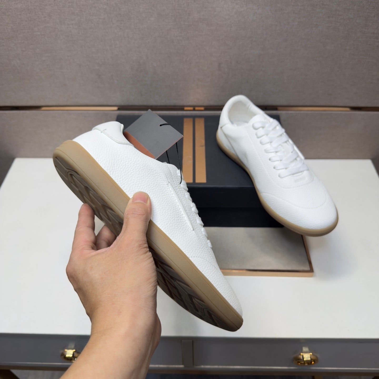 Zegna 232 Men’s Sneakers White Grain Leather 178302