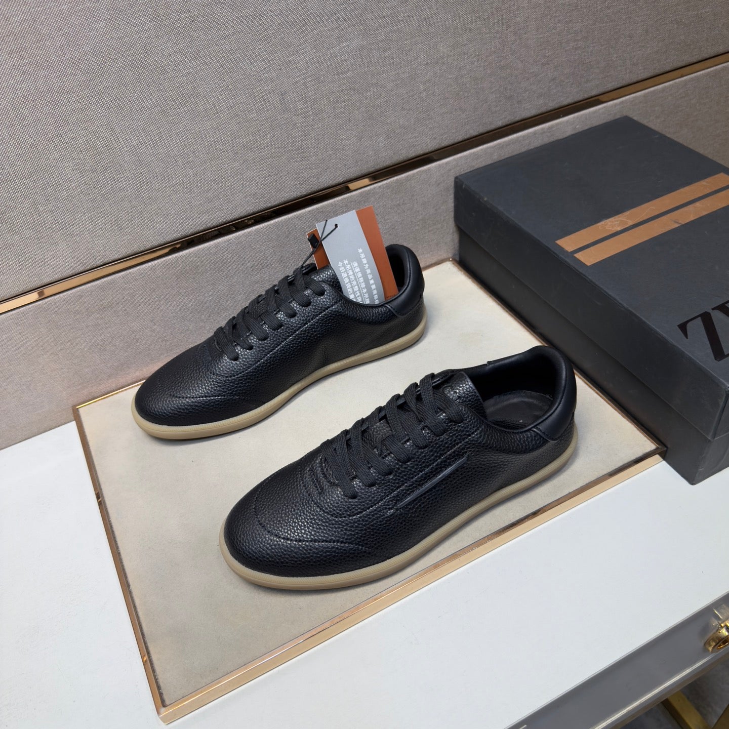 Zegna 232 Men’s Sneakers Black Grain Leather 178303