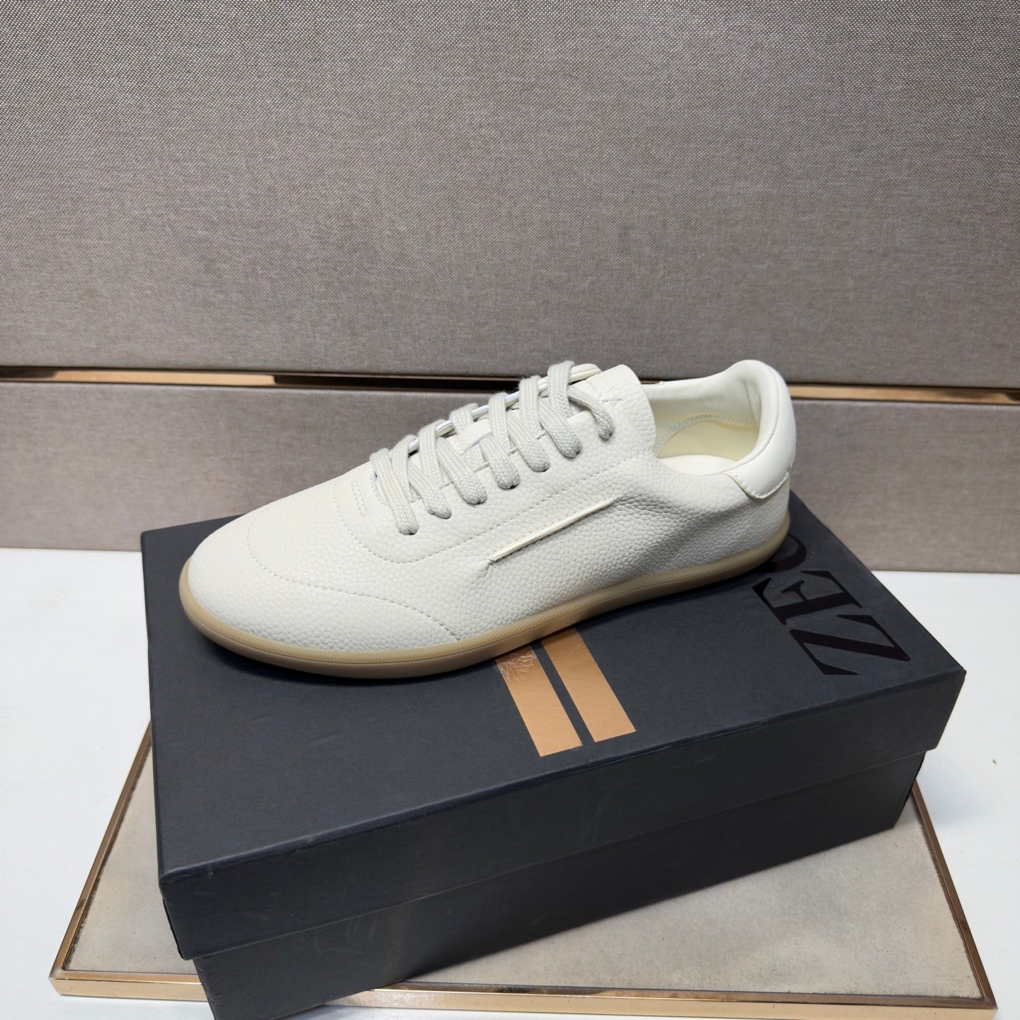 Zegna 232 Men’s Sneakers Cream Grain Leather 178305