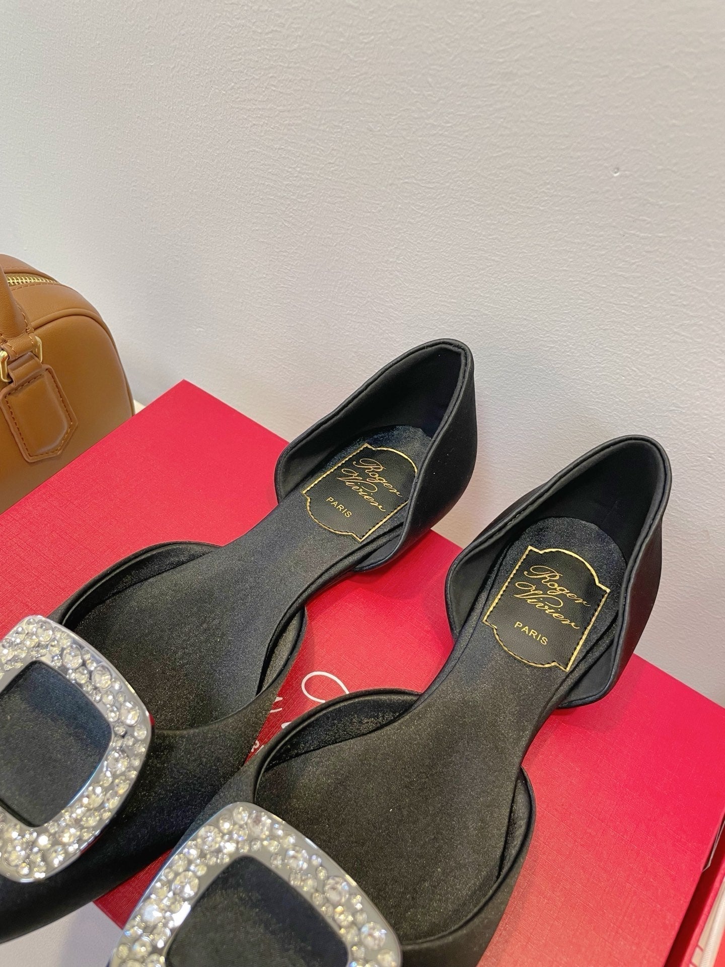 Viv Chips Ballerina Flat Black Silk