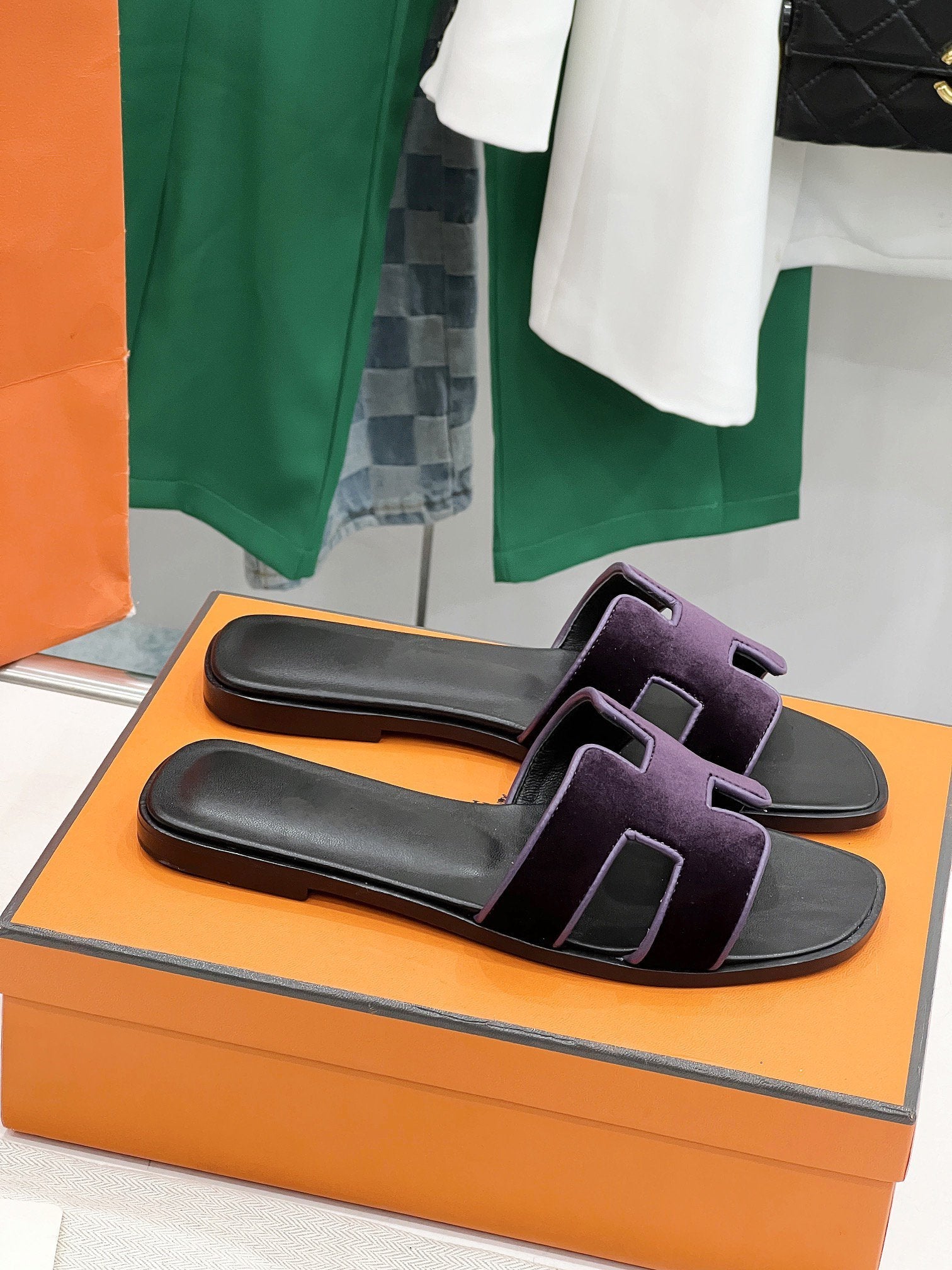 0ran sandal purple velvet goatskin