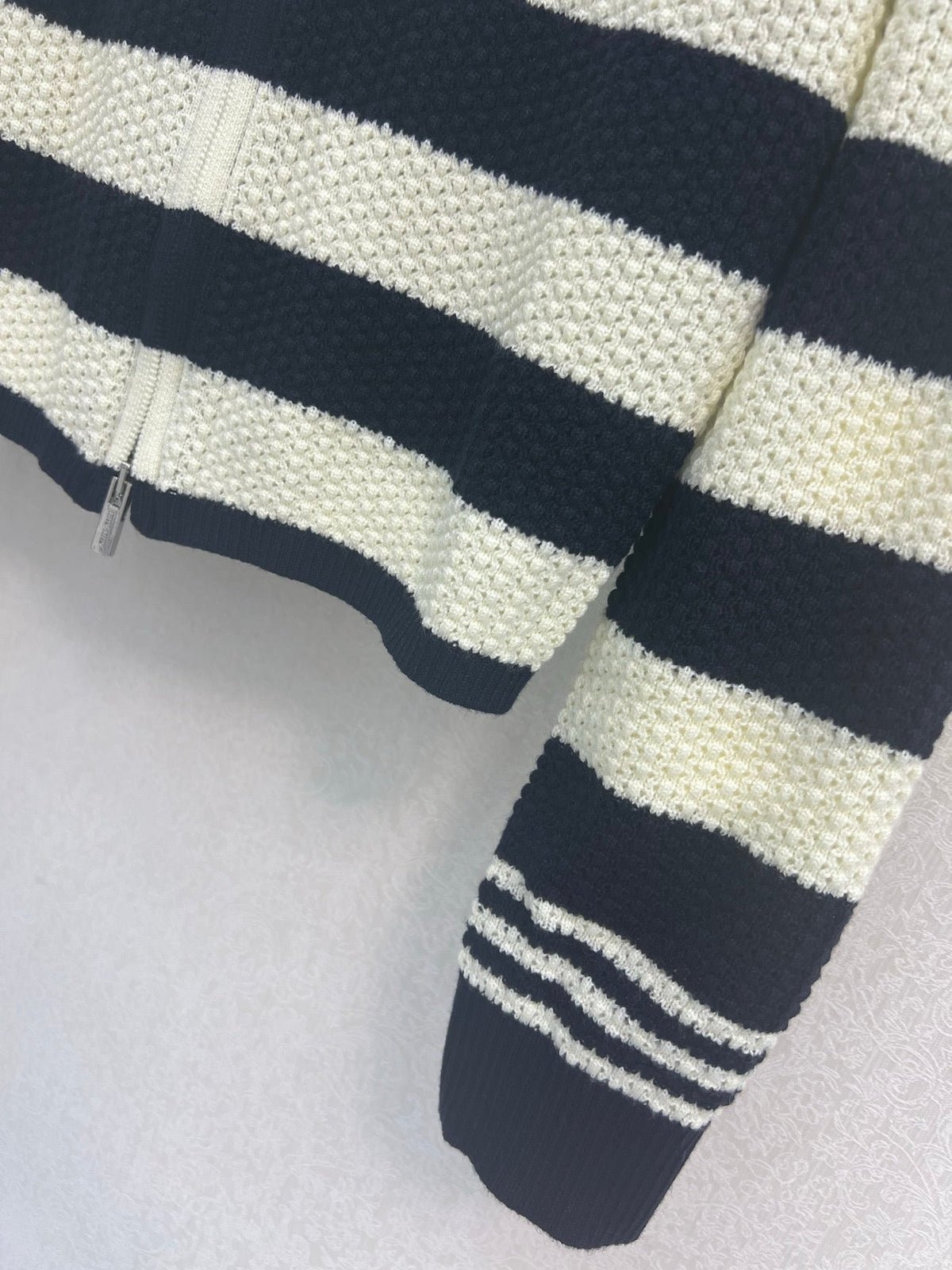 Miu Miu 26s Cardigan Navy White Striped Knit 448154