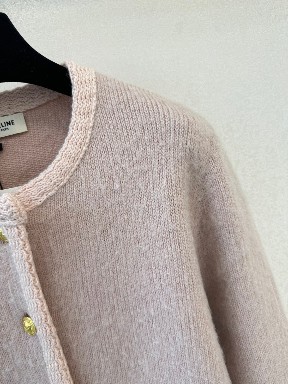 Celine 26s Cardigan Pink Beige Knit 448150