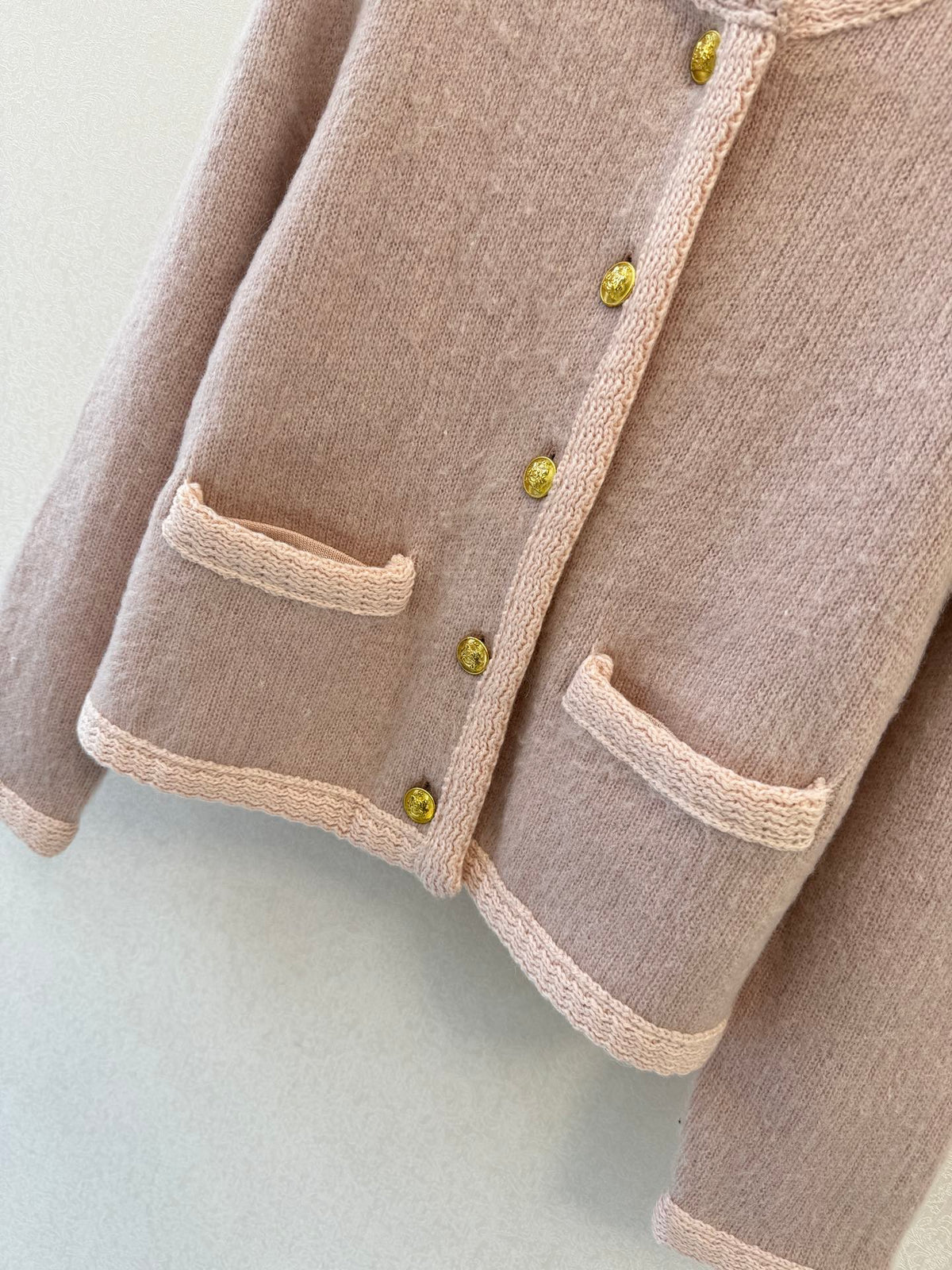 Celine 26s Cardigan Pink Beige Knit 448150