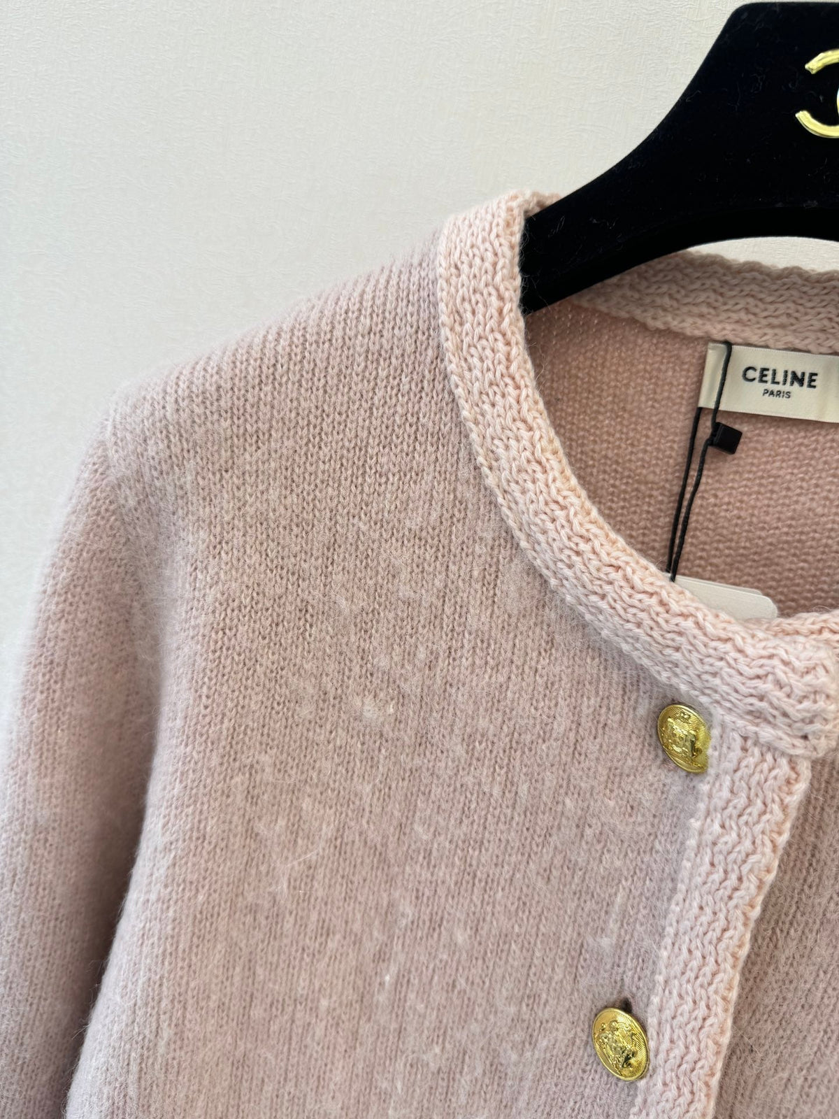 Celine 26s Cardigan Pink Beige Knit 448150
