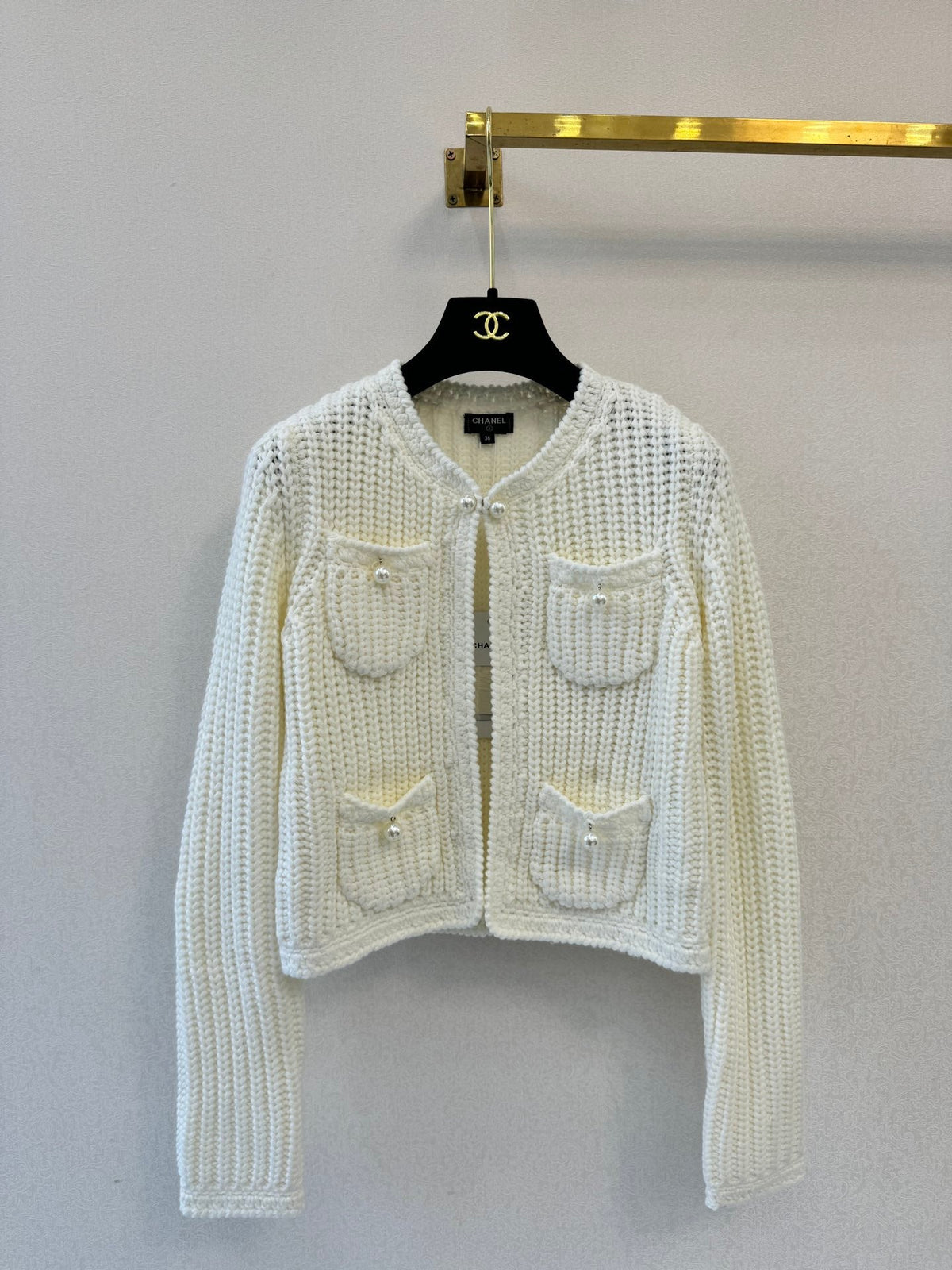CC 26s Knitted Cardigan Cream Cashmere Wool 424679