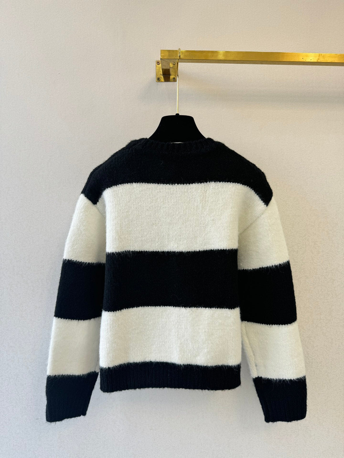 Celine 26s Sweater Black White Striped Knit 448146